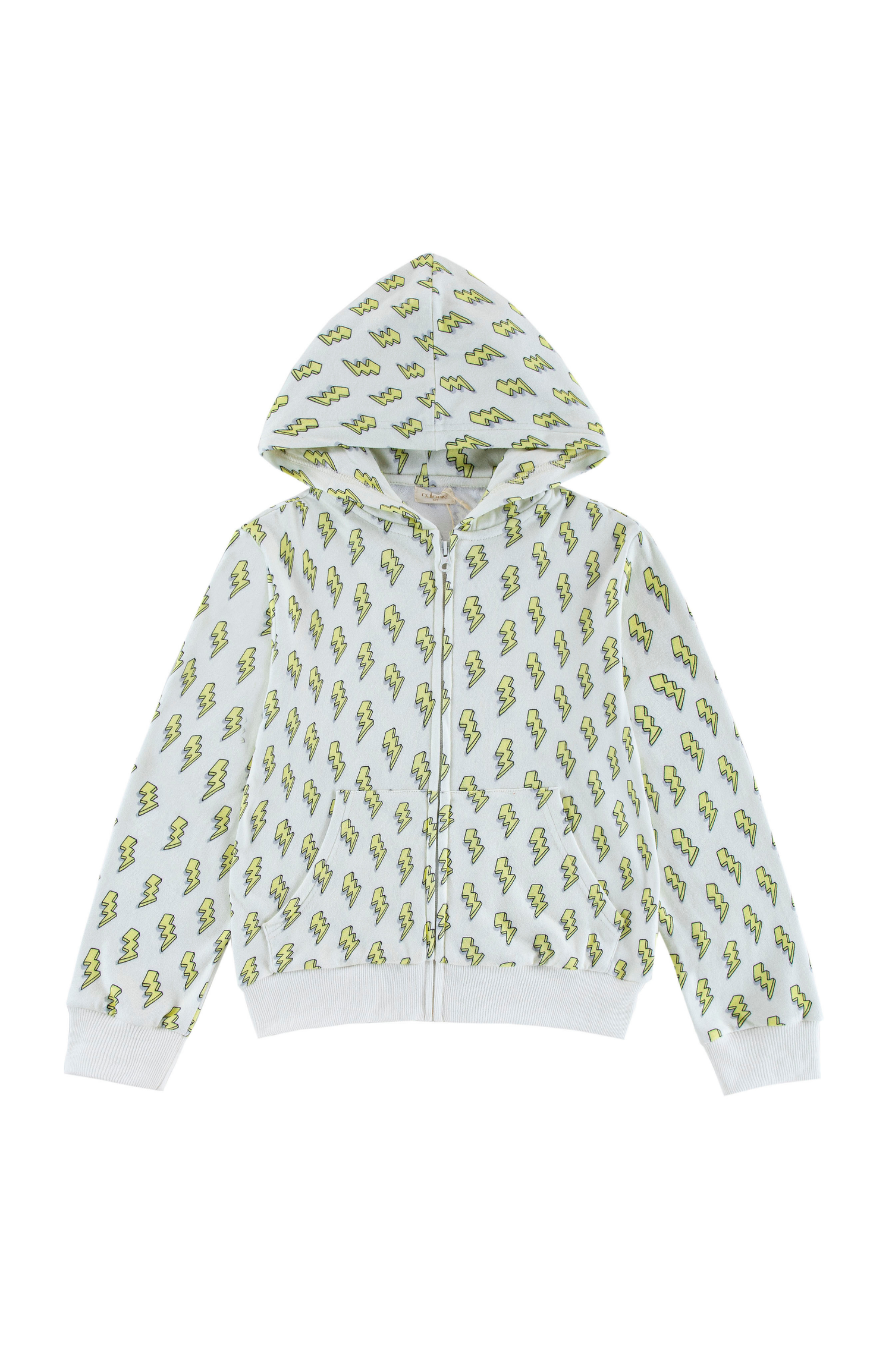 Soft Fleece Zip-up Hoodie, Yellow Lightning