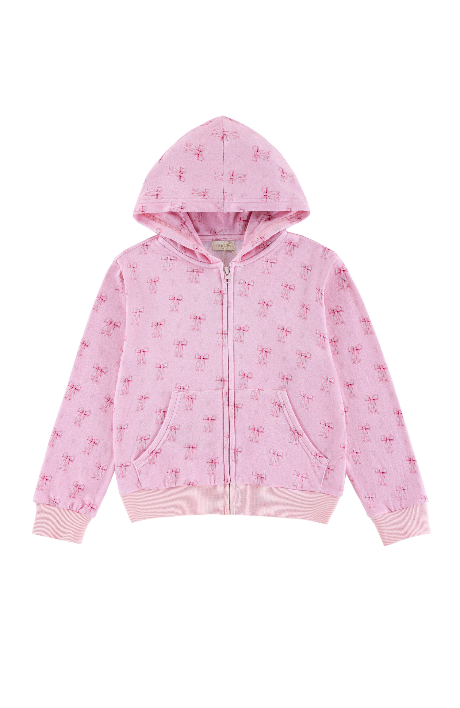 Soft Fleece Zip-up Hoodie, Lovely Bow