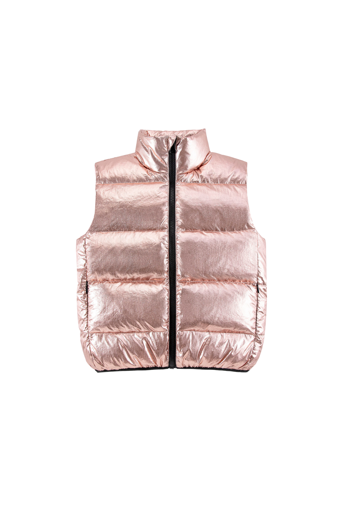 Fiona Metallic Puffer Vest, Pink