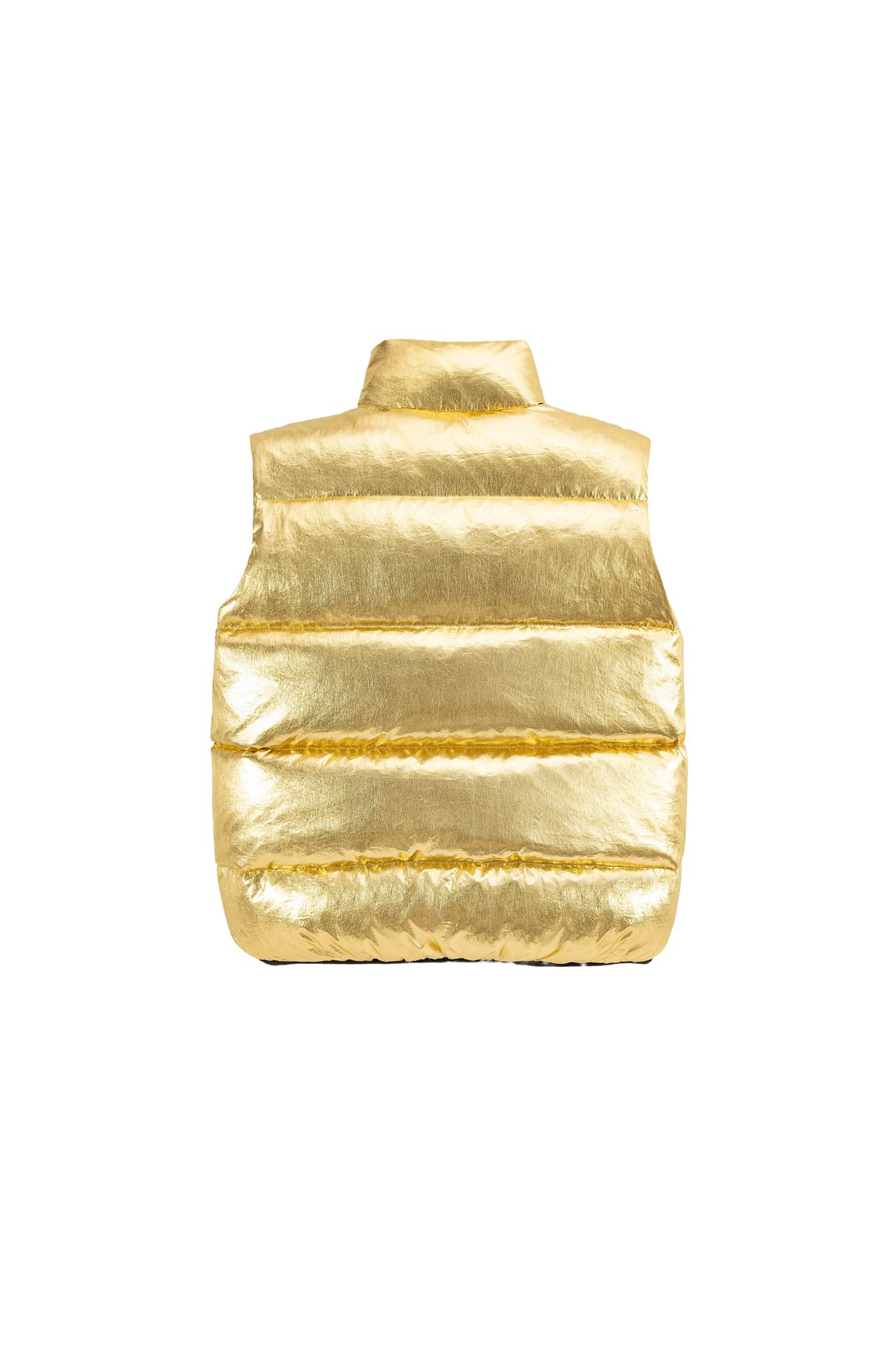 Fiona Metallic Puffer Vest, Gold