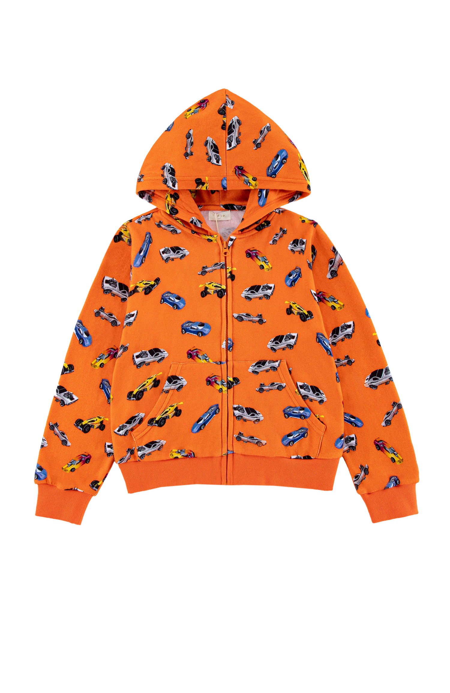 Soft Fleece Zip Up Hoodie, Orange Hot Rod