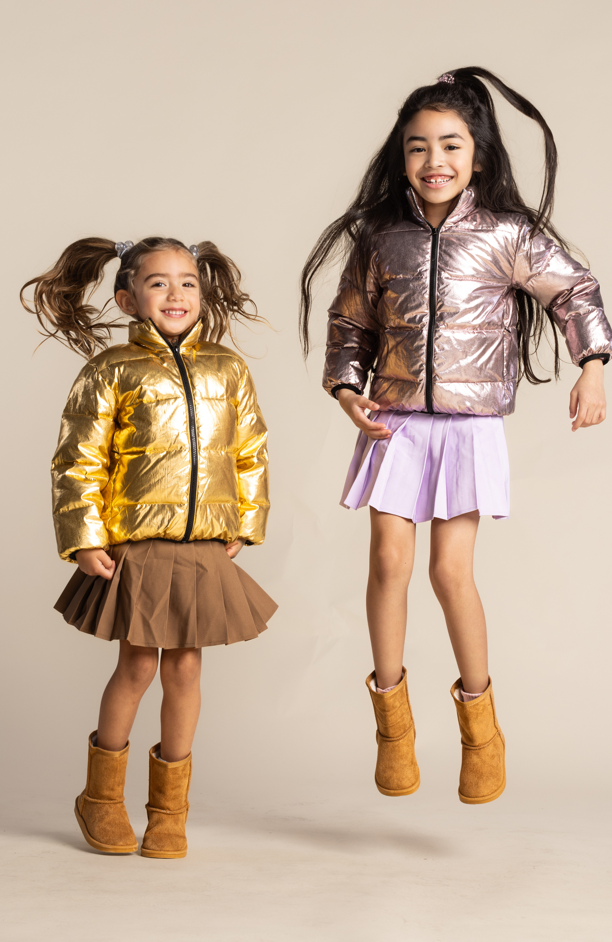 Fallon Metallic Puffer Jacket, Gold