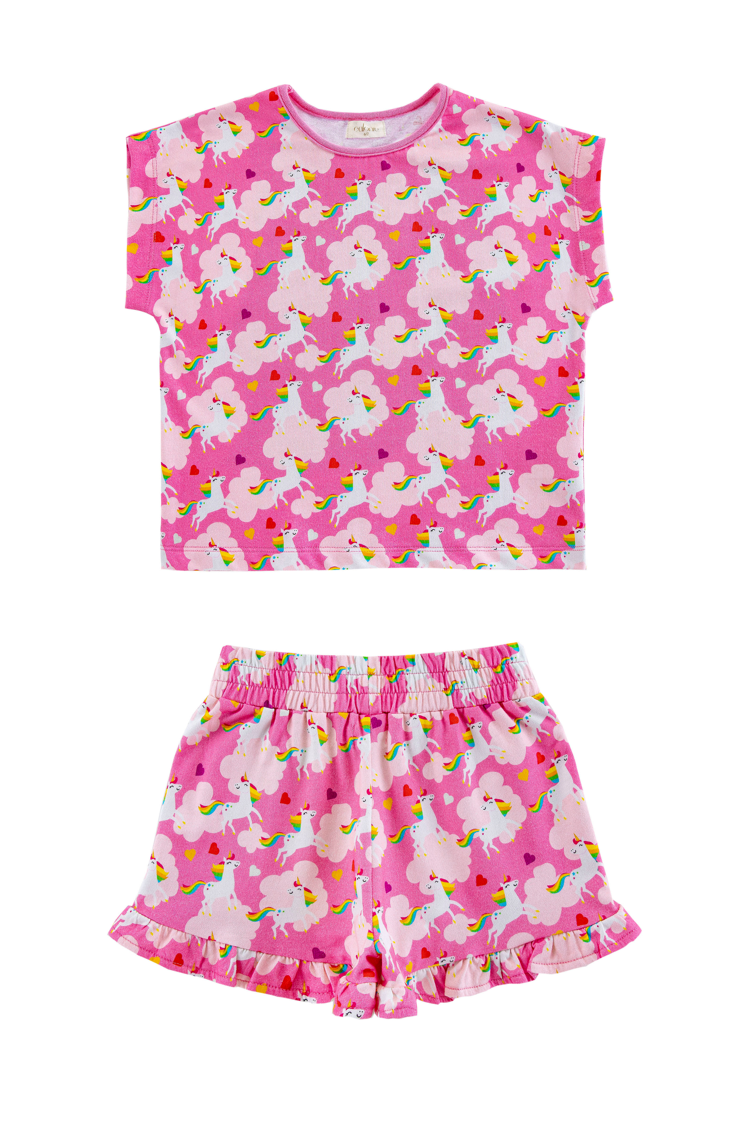 Light Weight French Terry Lounge Set Girls, Dancing Unicorn