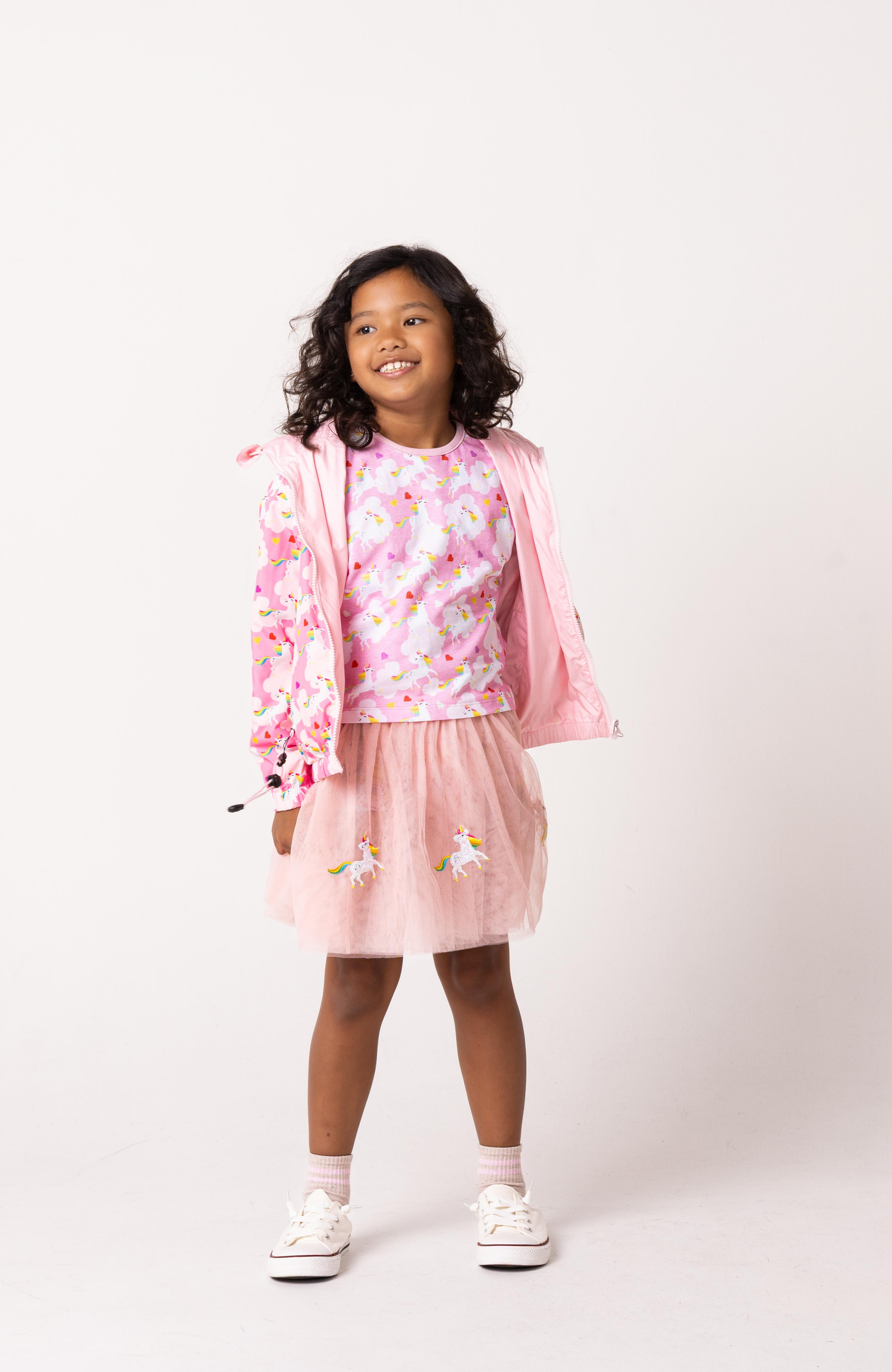 Light Weight French Terry Lounge Set Girls, Dancing Unicorn