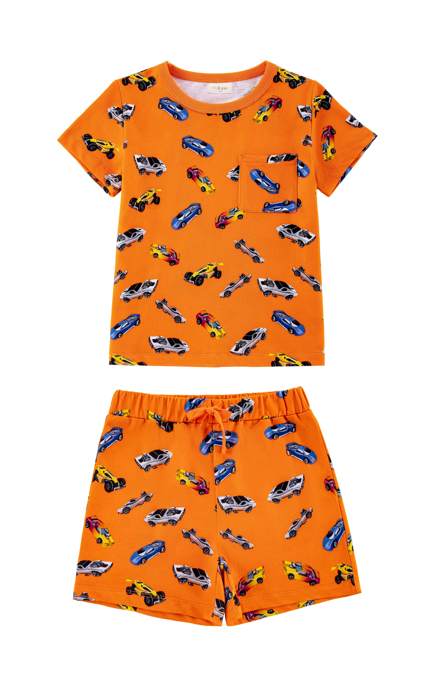 Lightweight French Terry Tee & Shorts Lounge Set, Hot Rod