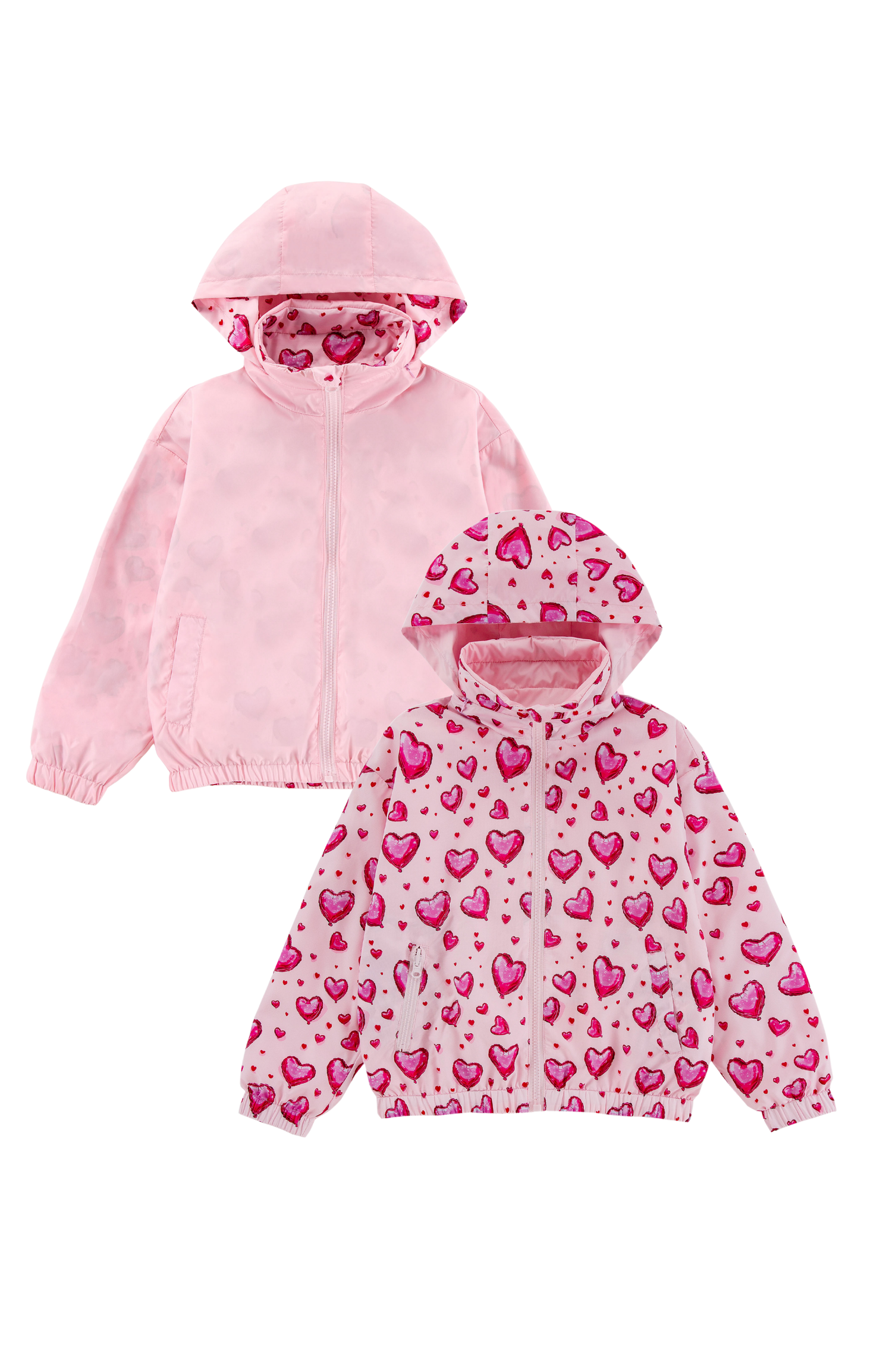 Max Reversible Rain Jacket Windbreaker, Hearts Galore