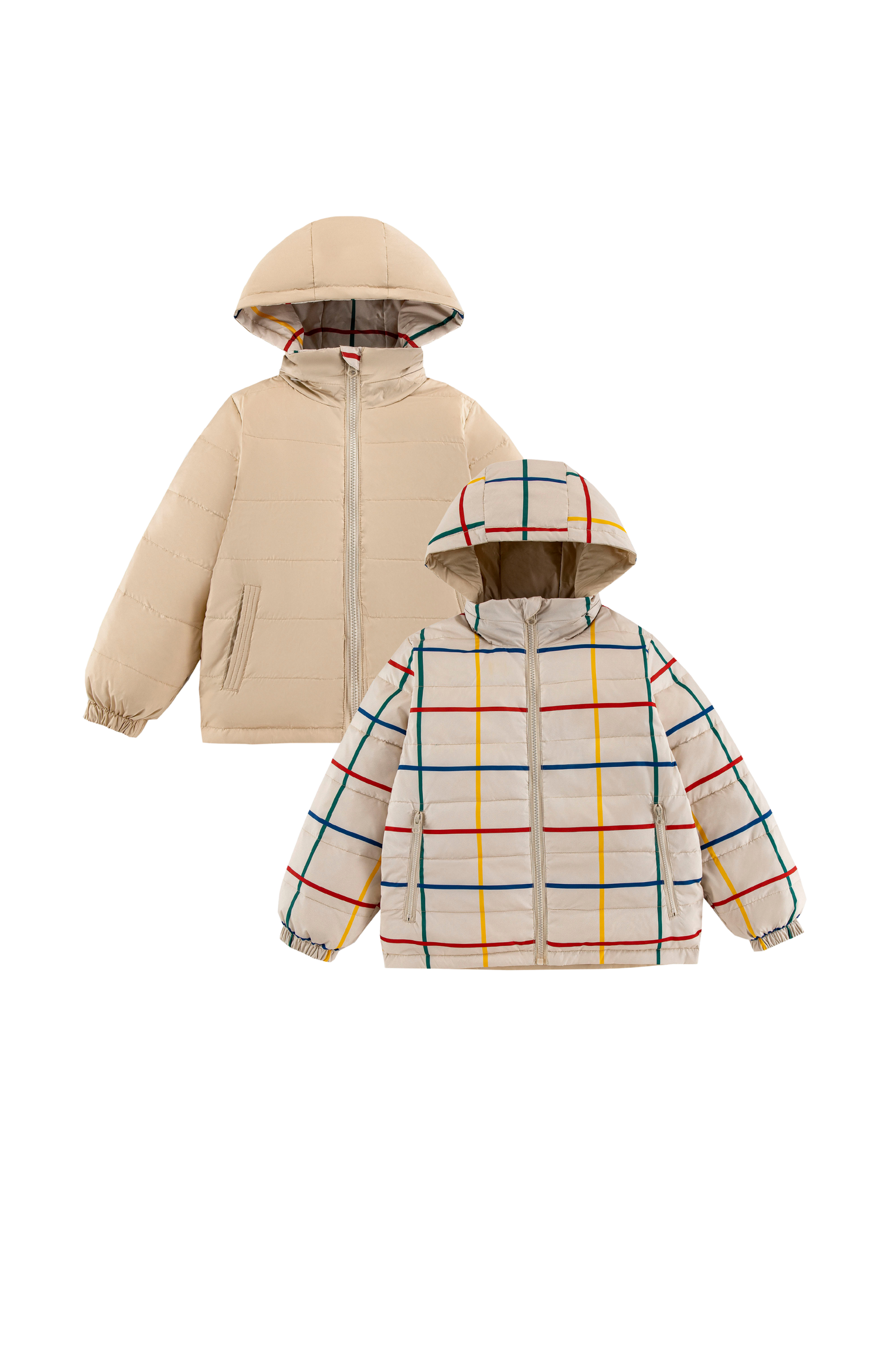 Blake Hooded Reversible Lightweight Down Puffer Jacket, Primary Plaid