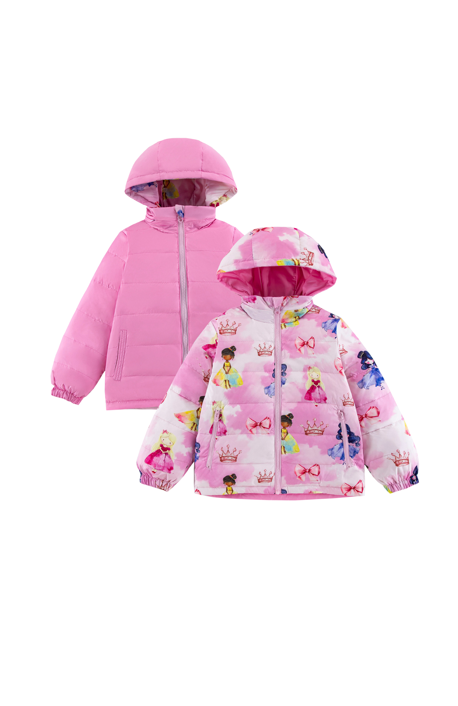 Blake Hooded Reversible Lightweight Down Puffer Jacket, Princess Dream