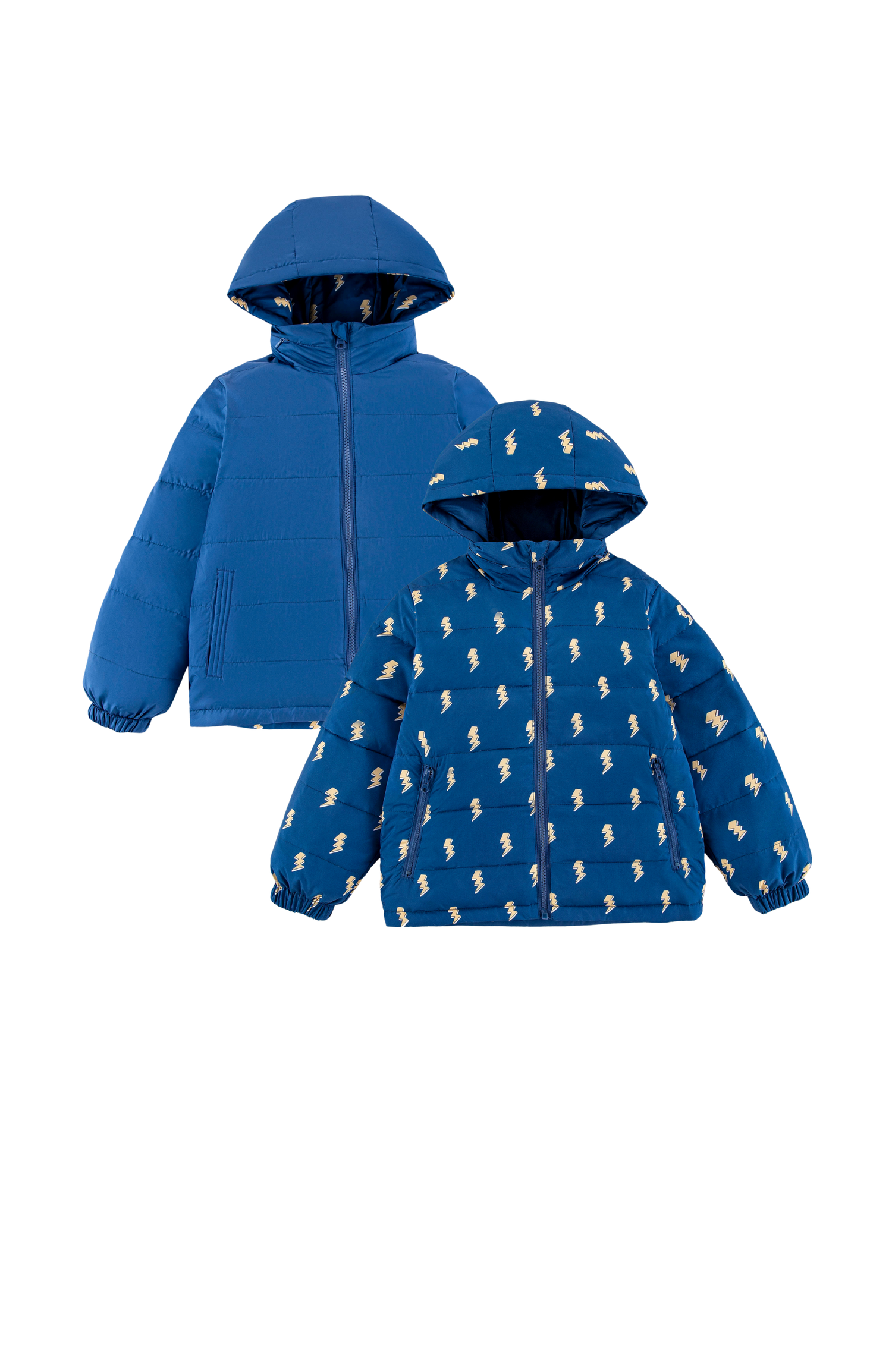 Blake Hooded Reversible Lightweight Down Puffer Jacket, Navy Lightning