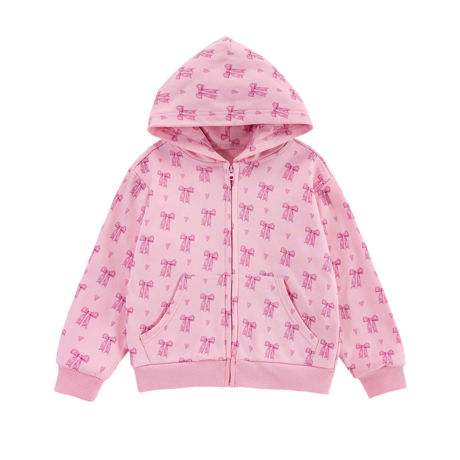 Mid Weight French Terry Zip-up Hoodie, Lovely Bow