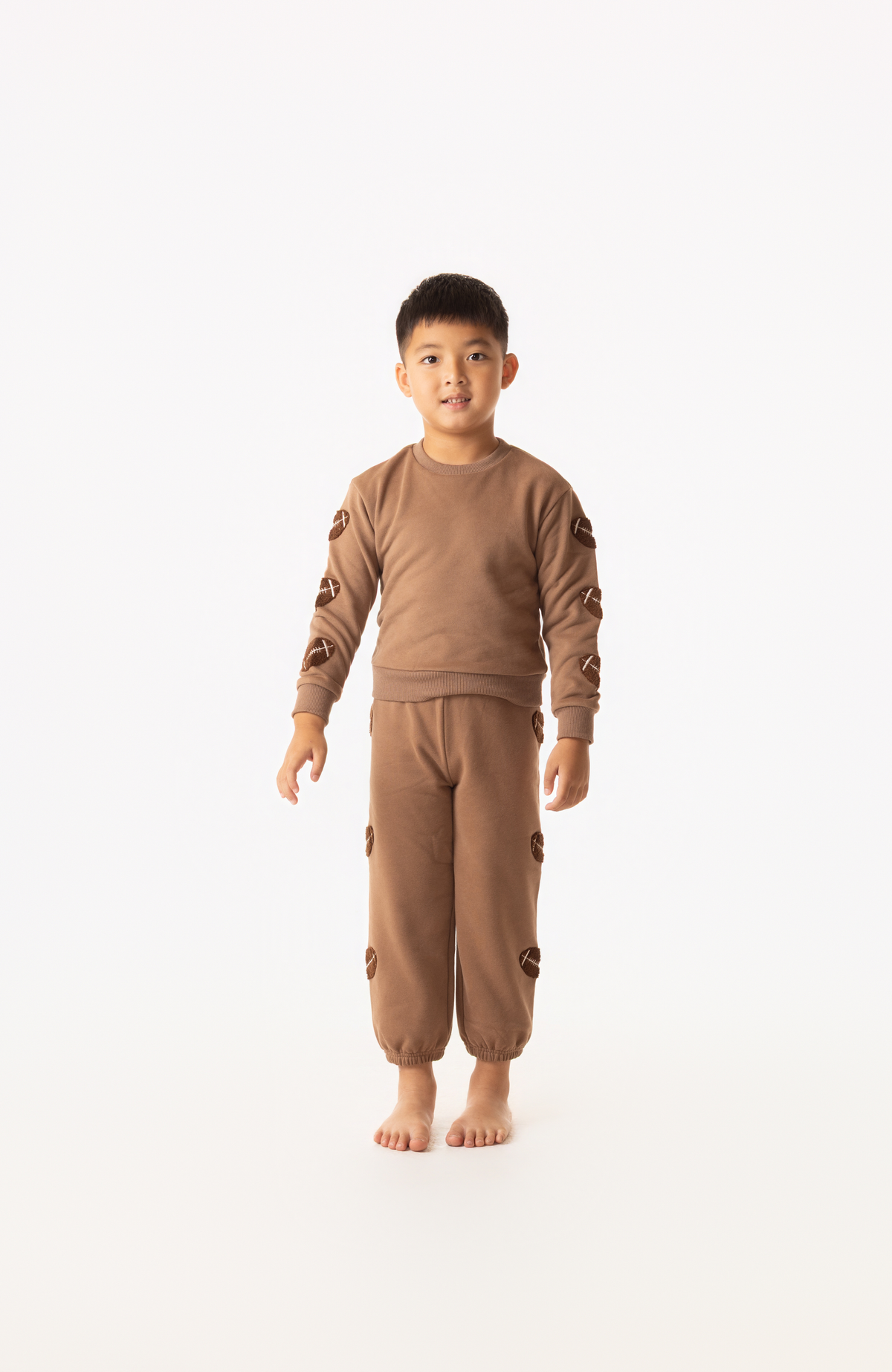 Brushed Fleece Patch Pullover Sweatshirt, Taupe Football