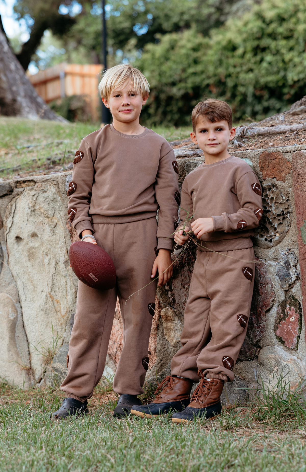 Brushed Fleece Jogger Pant with Football Patches, Taupe