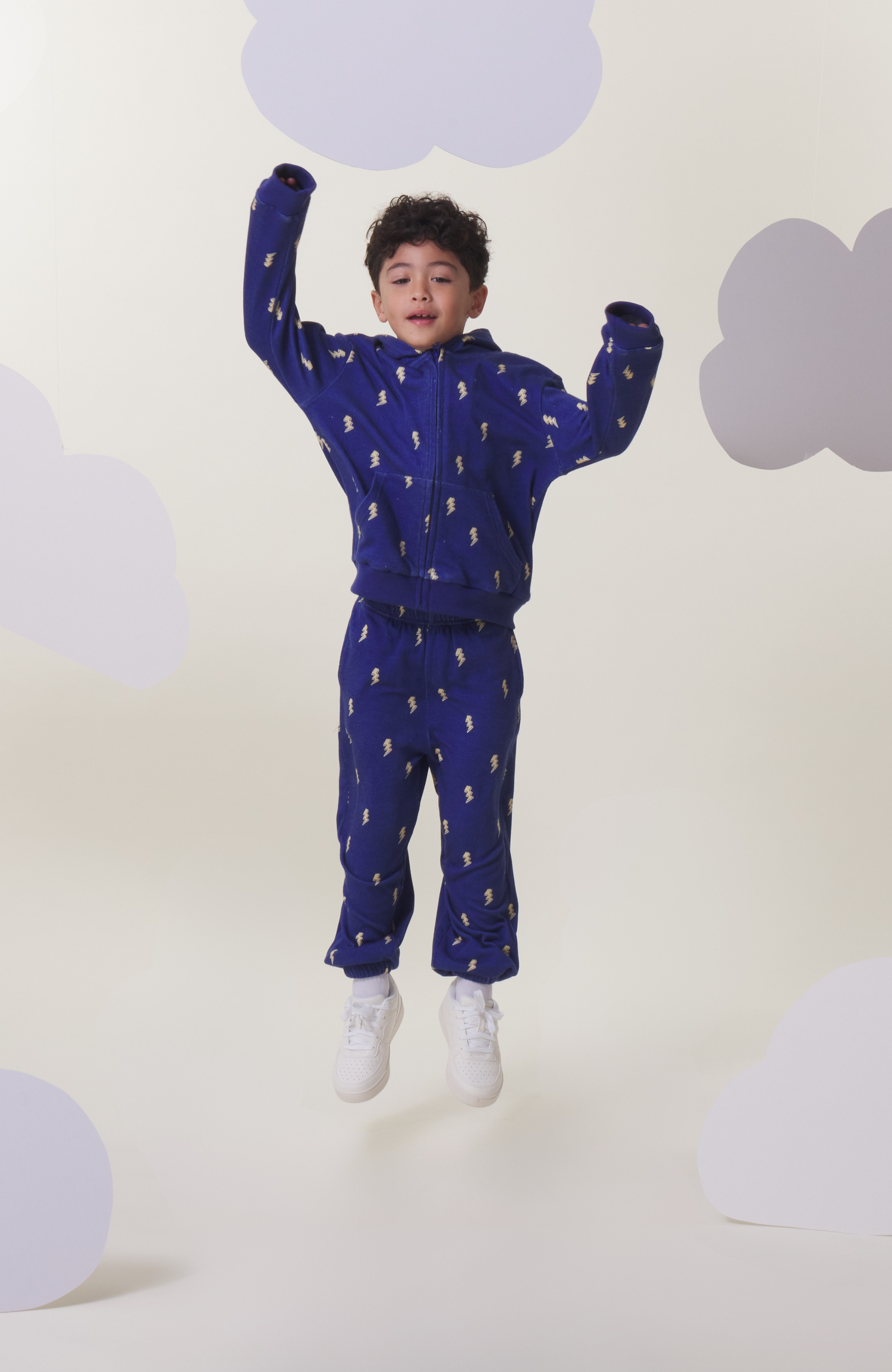 Soft Fleece Zip Up Hoodie, Navy Lightning