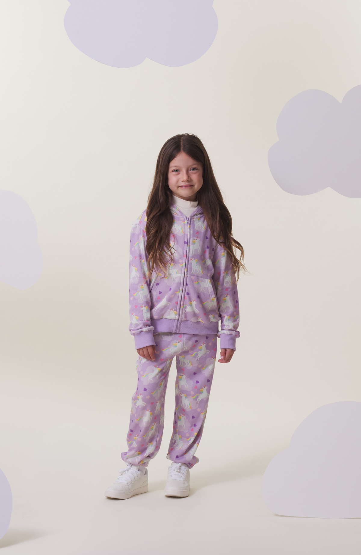 Soft Fleece Zip Up Hoodie, Flying Unicorn