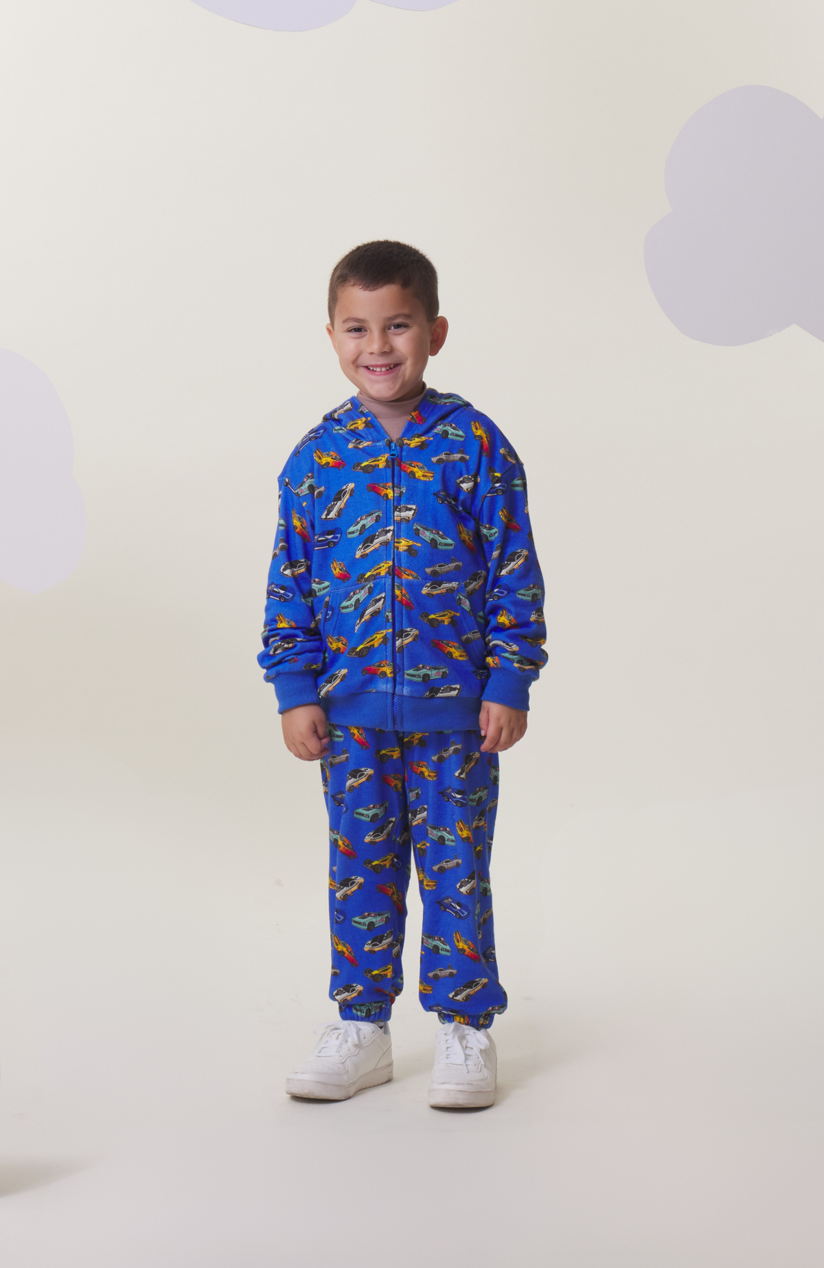 Soft Fleece Zip Up Hoodie, Blue Hot Rod
