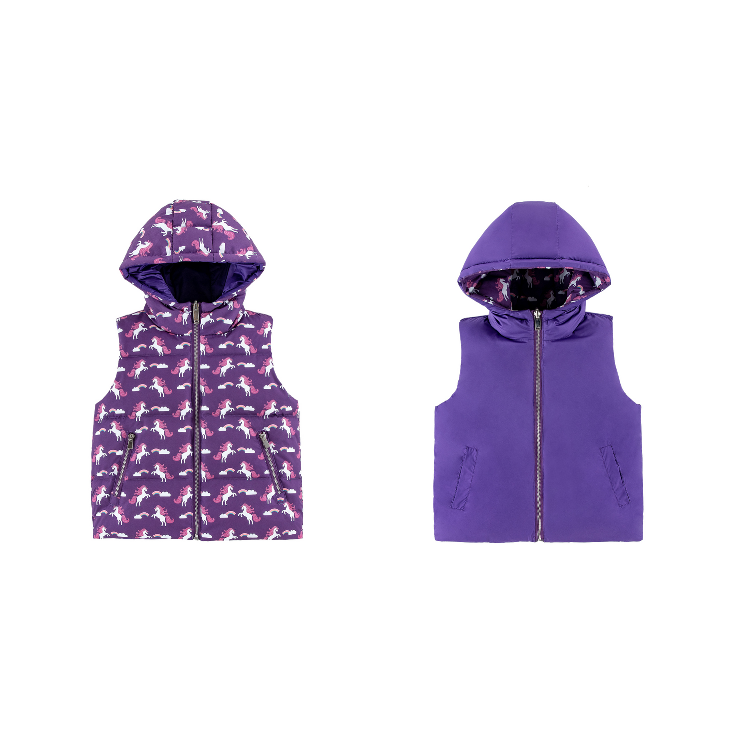 Dylan Reversible Vest Purple Unicorn