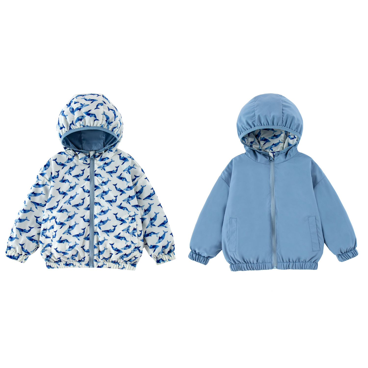 Nova Blue Whales Reversible Rainresistant Windbreaker