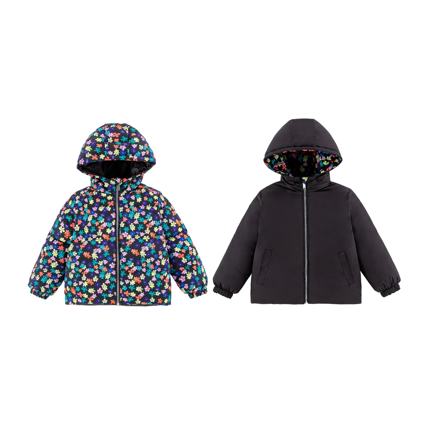 Alex Reversible Puffer Confetti Flowers