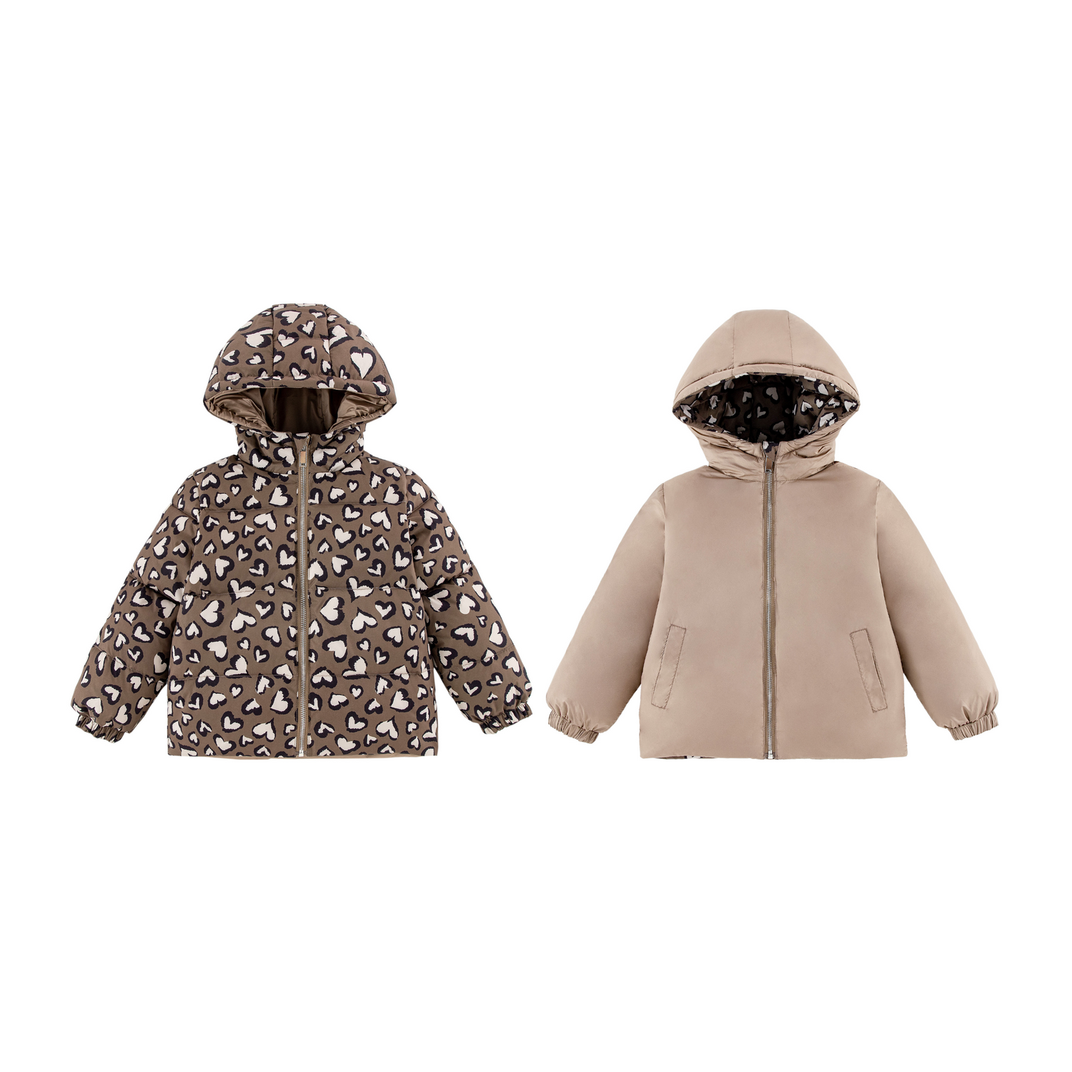 Alex Reversible Puffer Leopard Hearts