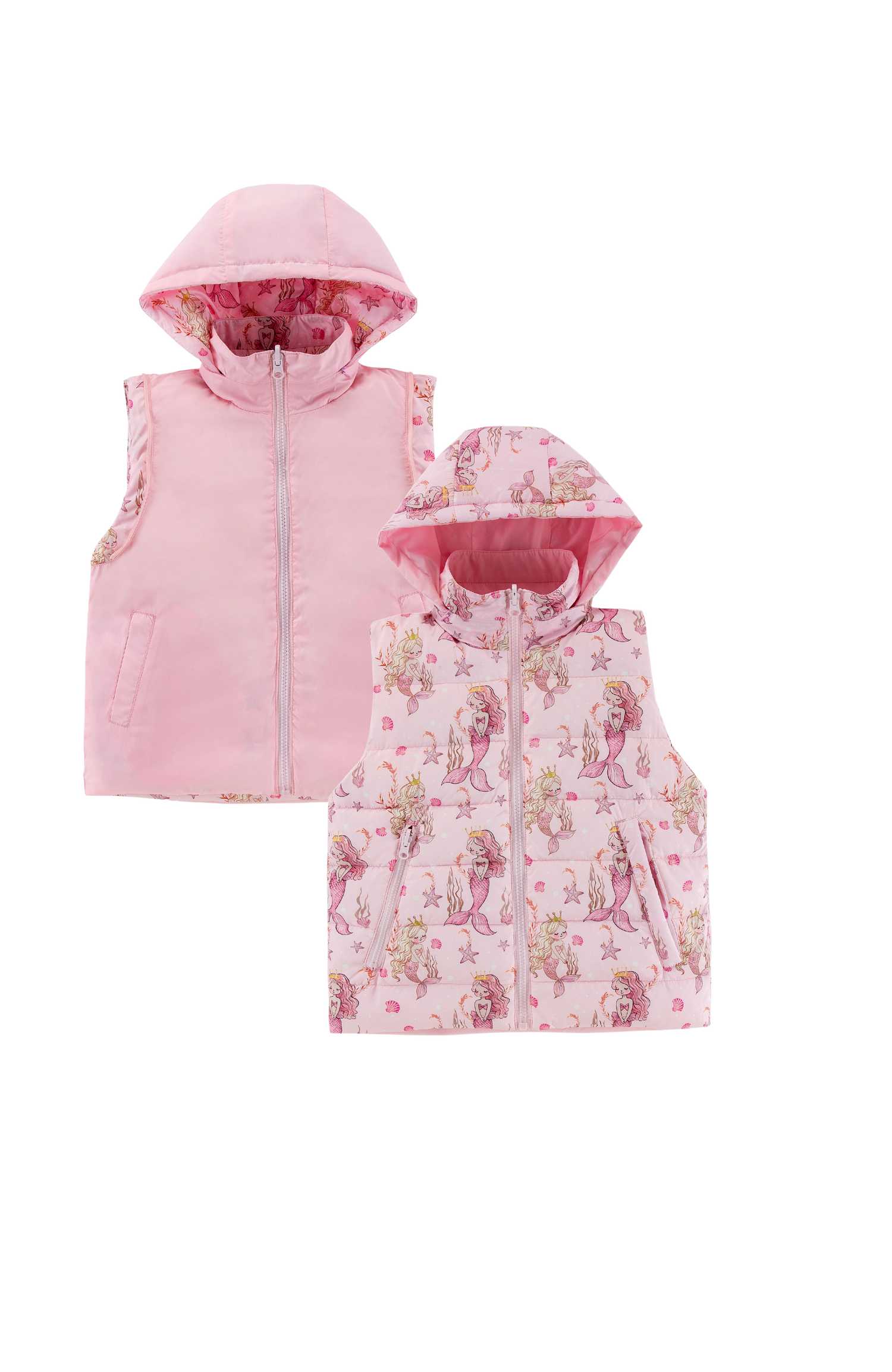 Tanner Reversible Detachable Light Puffer/Vest, Mermaids