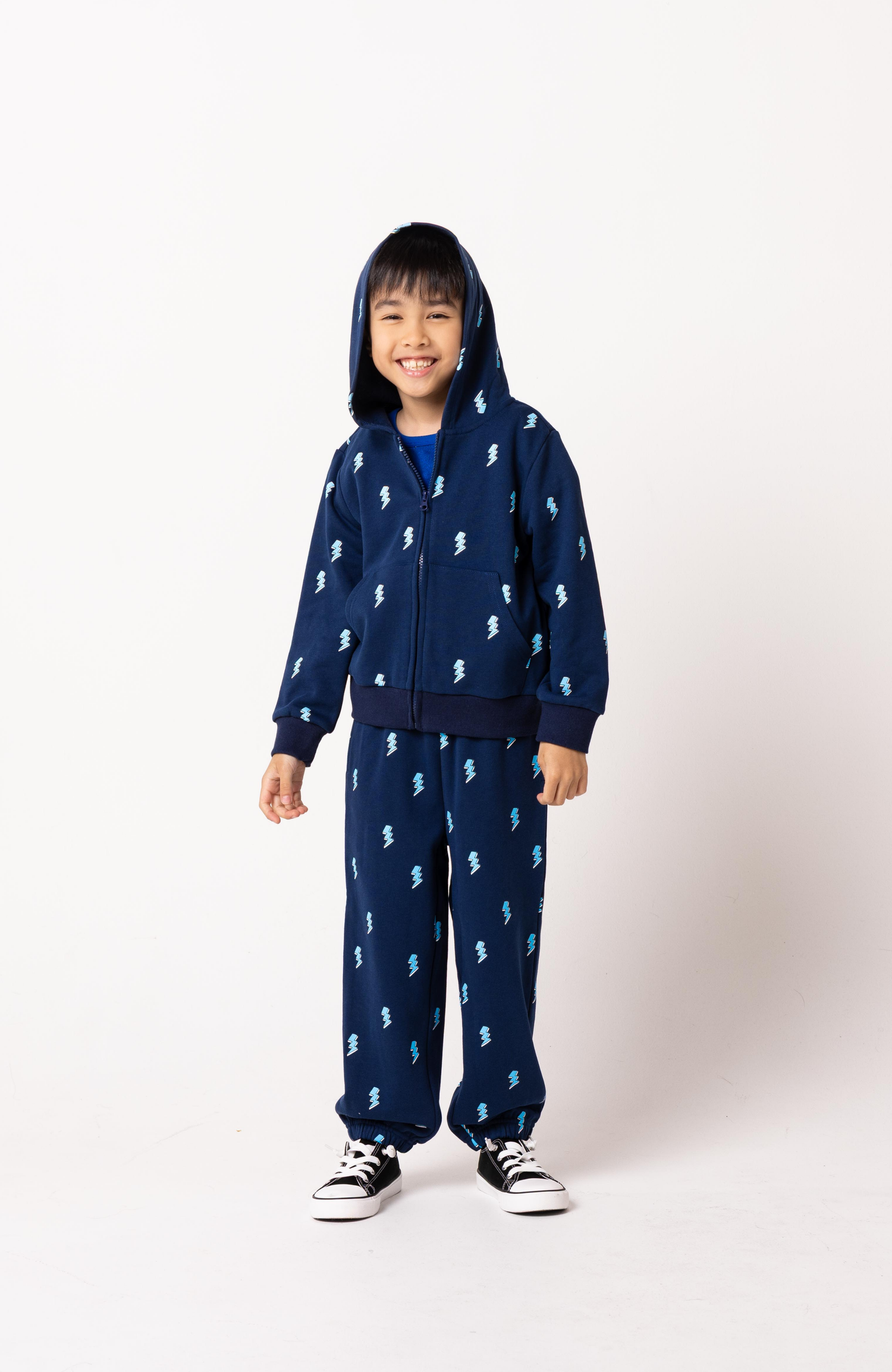 Soft Fleece Zip-up Hoodie, Blue Lightning