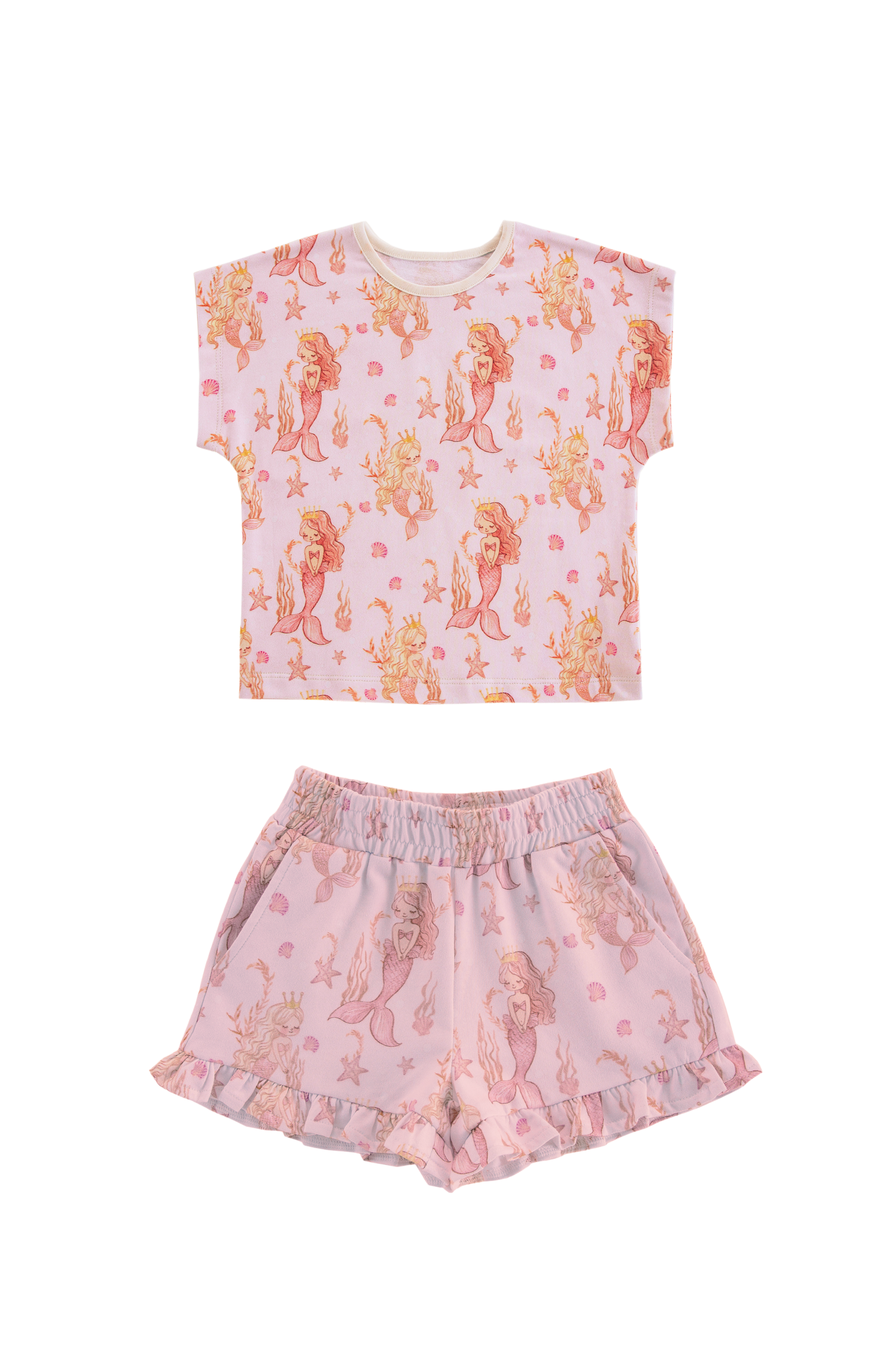 Light Weight French Terry Lounge Set Girls, Mermaid