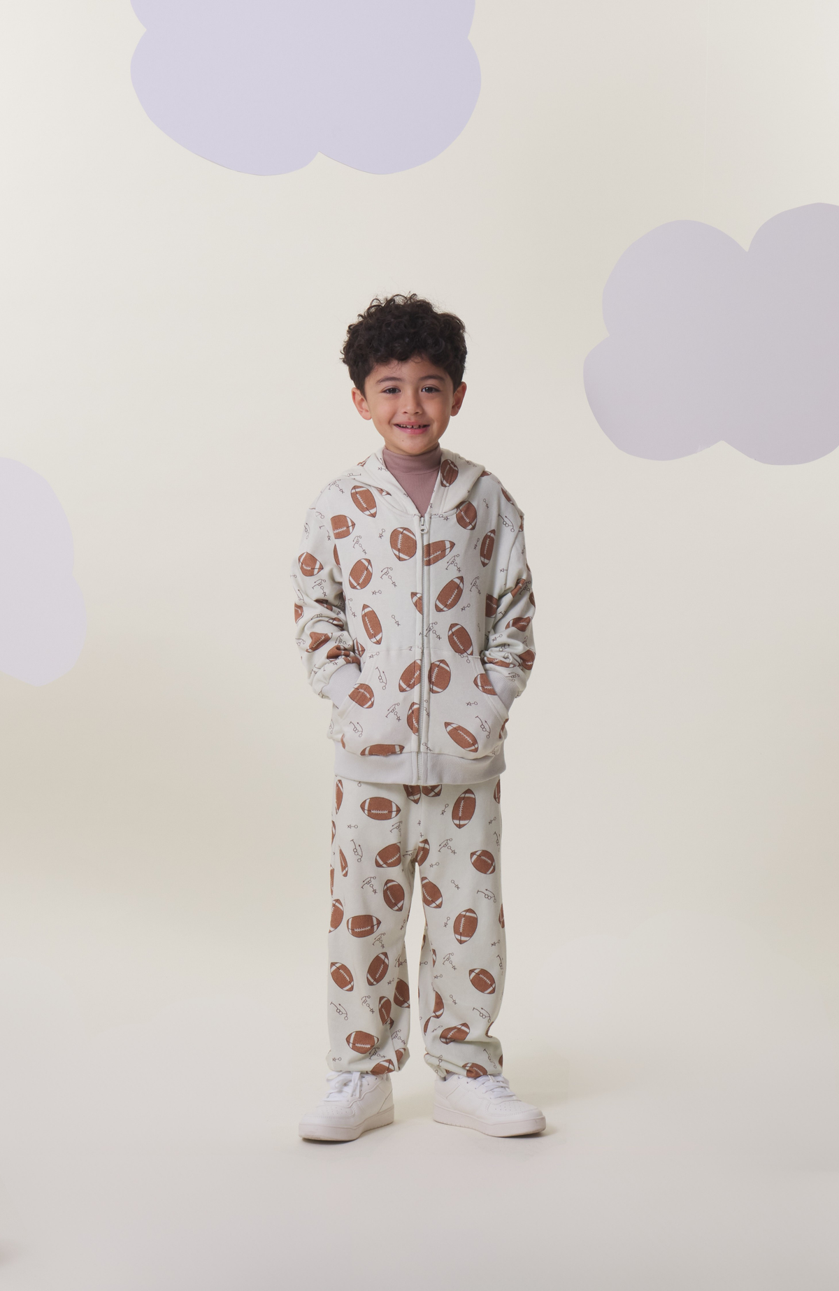 Soft Fleece Zip Up Hoodie, Football Scramble