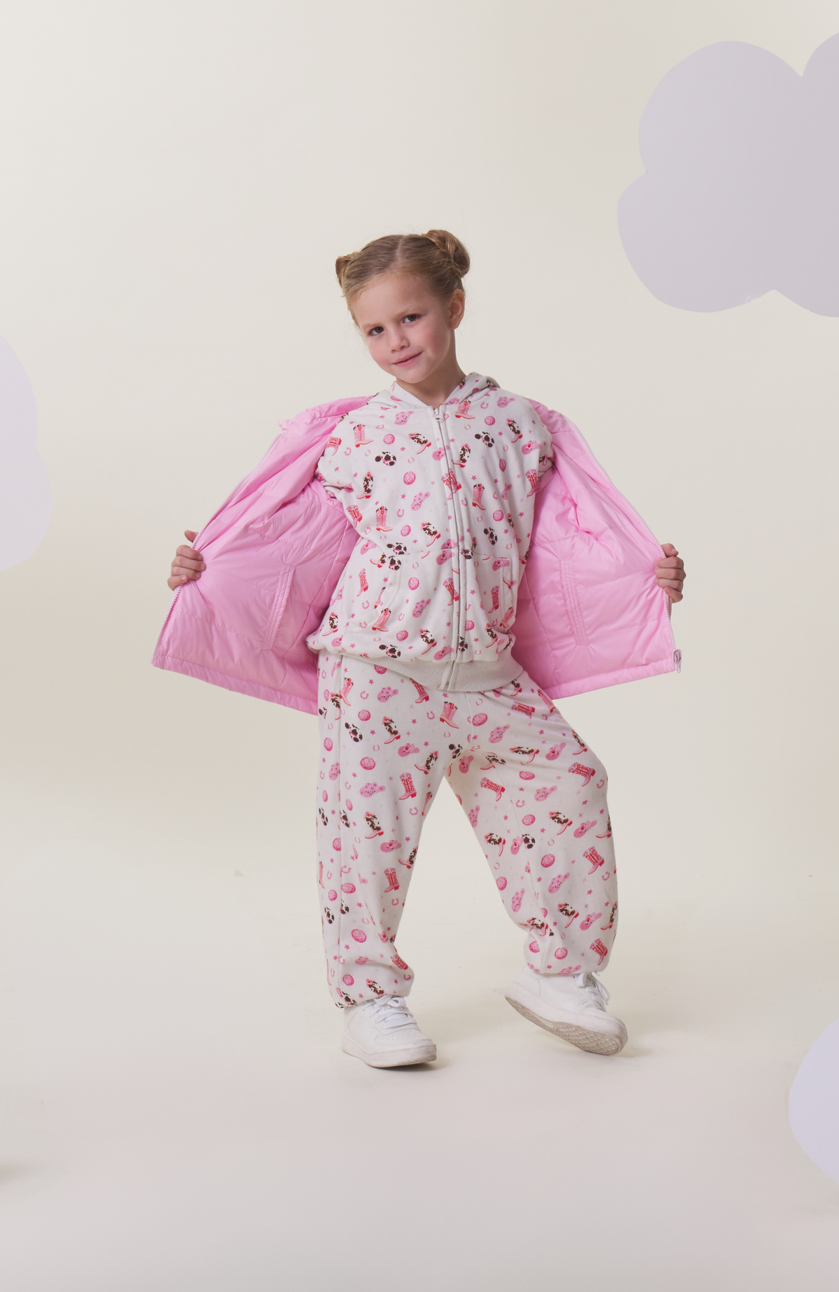 Soft Fleece Zip Up Hoodie, Disco Cowgirl