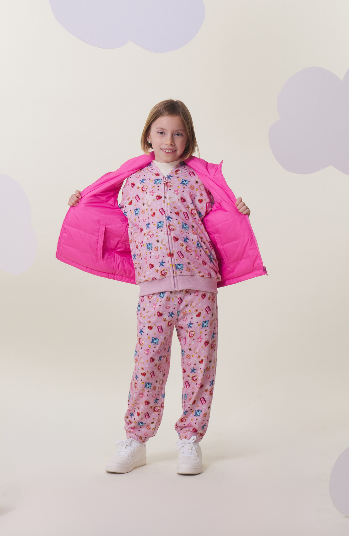 Soft Fleece Zip Up Hoodie, Gems and Pearls