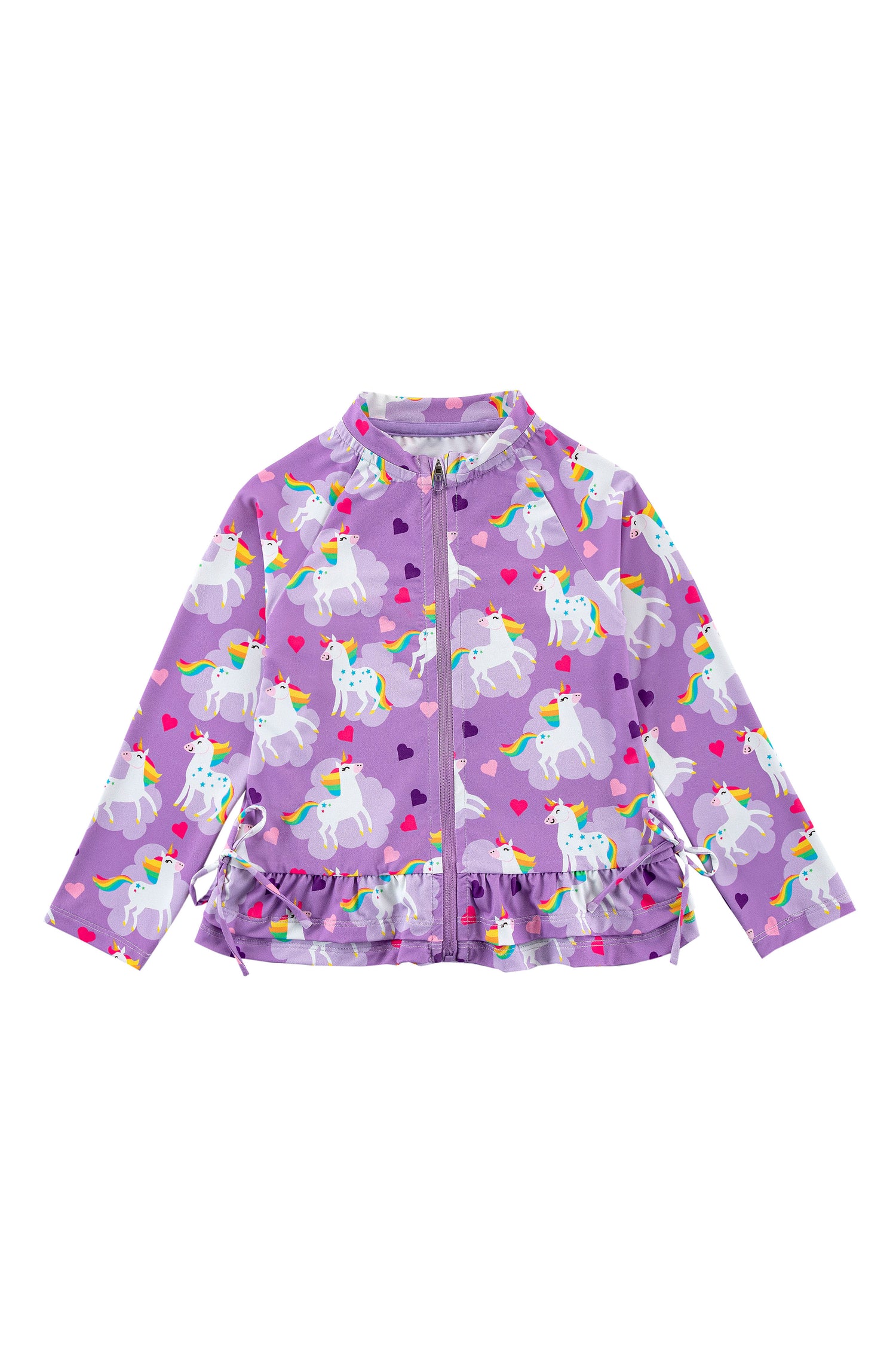 Raya UPF 50+ Ruffled Zip Up Sun Protection Jacket, Unicorn