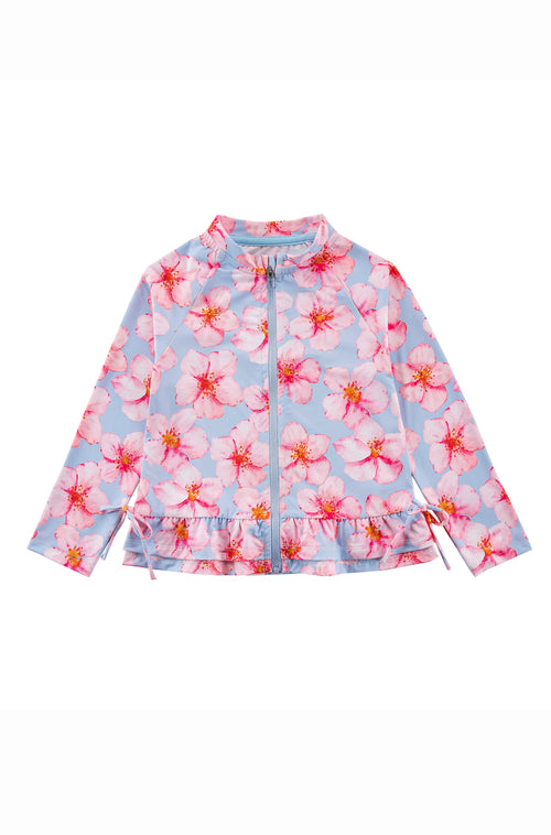 Raya UPF 50+ Ruffled Zip Up Sun Protection Shirt,  Hibiscus