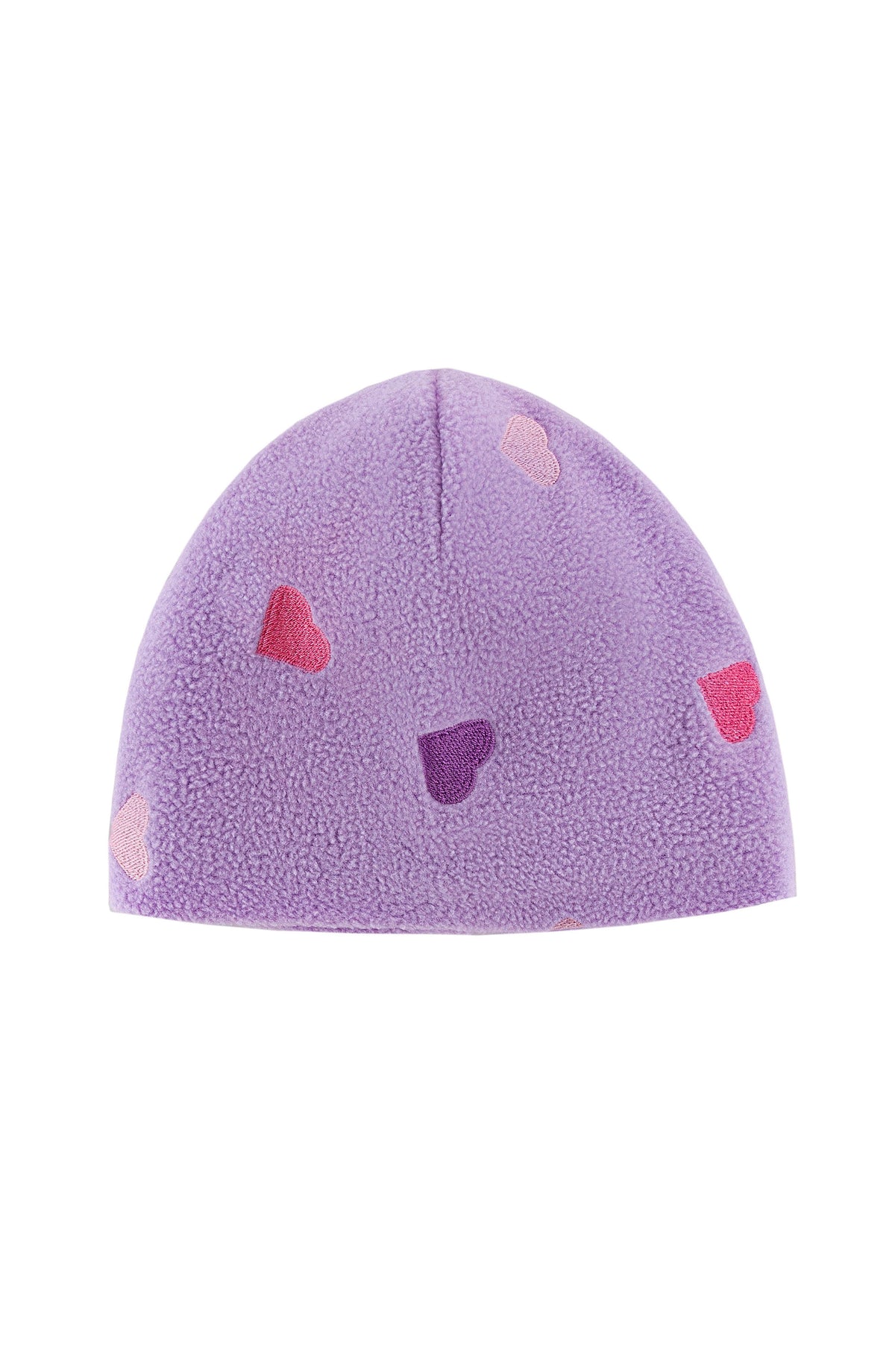 Purple Hearts Embroidered Polar Fleece Beanie