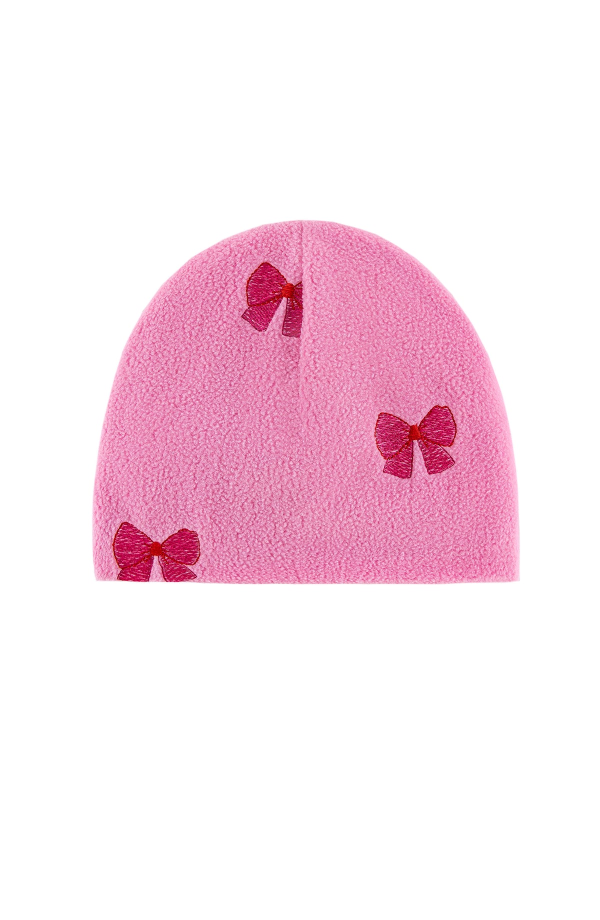 Pink Bows Embroidered Polar Fleece Beanie