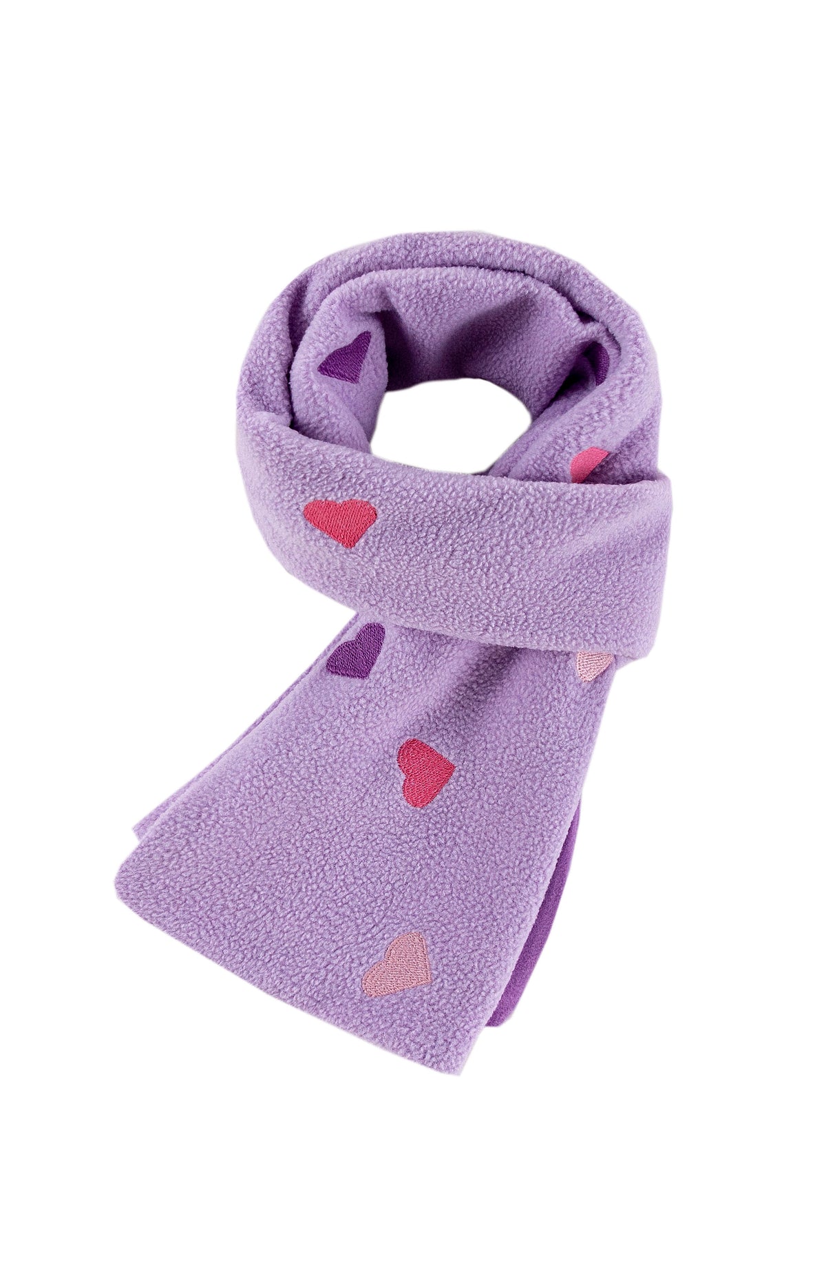 Hearts Embroidered Polar Fleece Scarf
