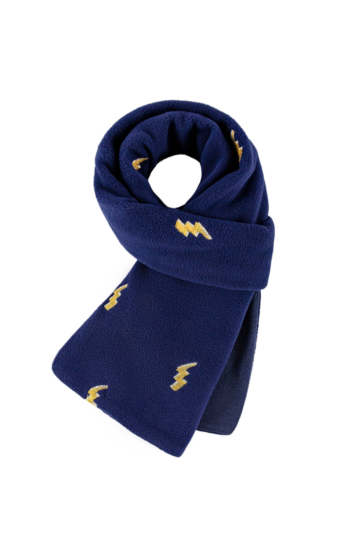 Navy Lightning Embroidered Polar Fleece Scarf