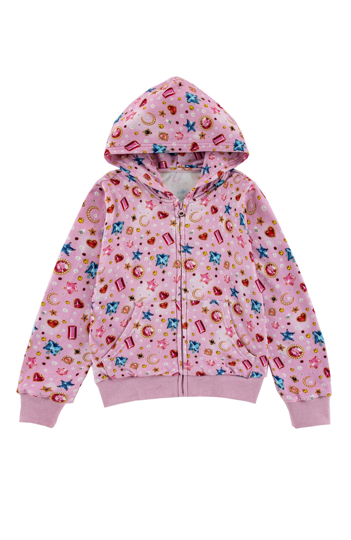 Soft Fleece Zip Up Hoodie, Gems and Pearls