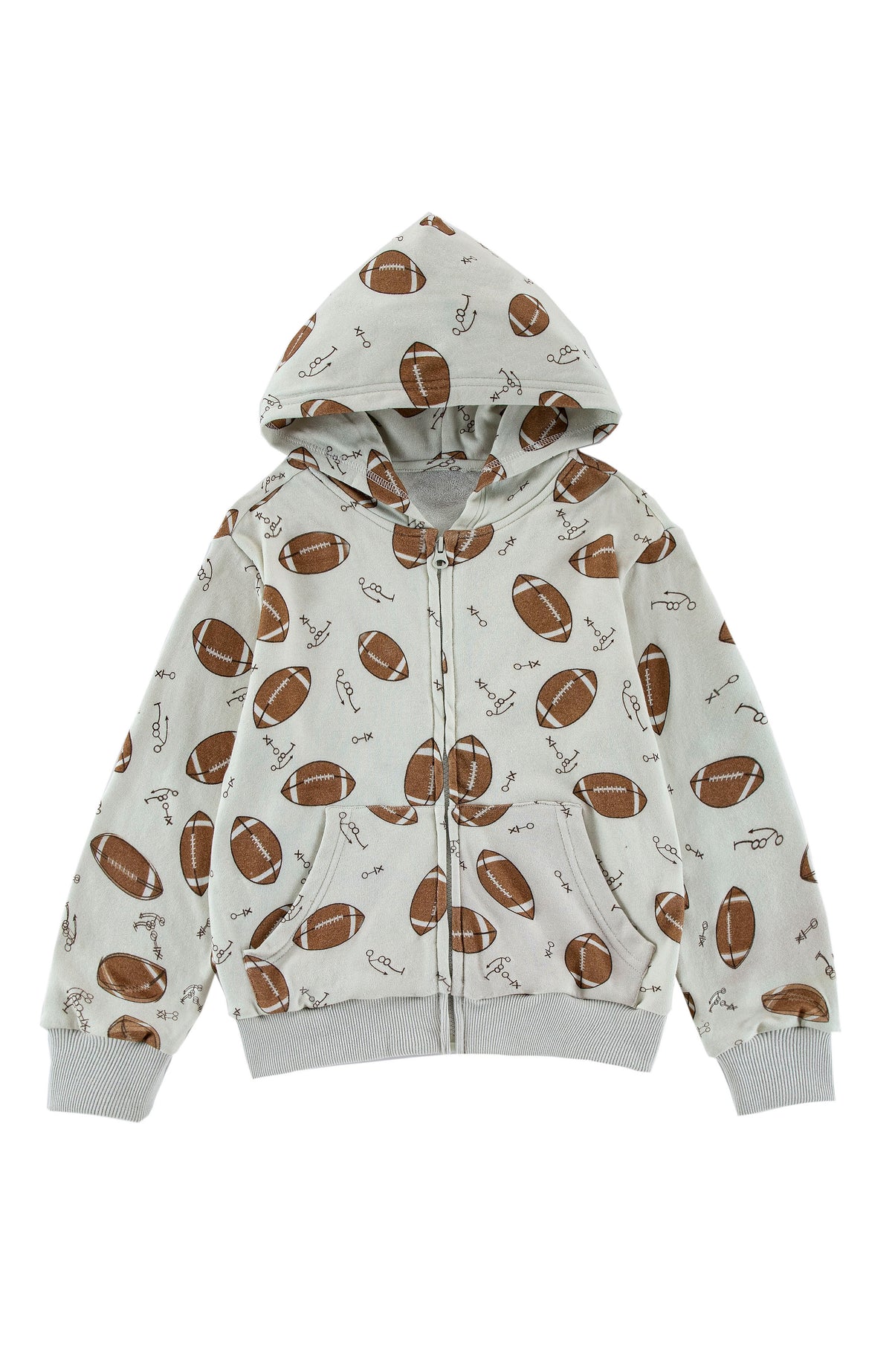 Soft Fleece Zip Up Hoodie, Football Scramble