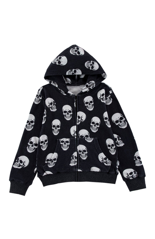 Soft Fleece Zip Up Hoodie, Skulls
