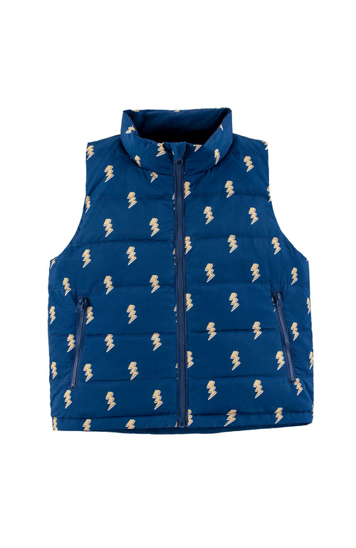 Casey Reversible Lightweight Down Puffer Vest, Navy Lightning
