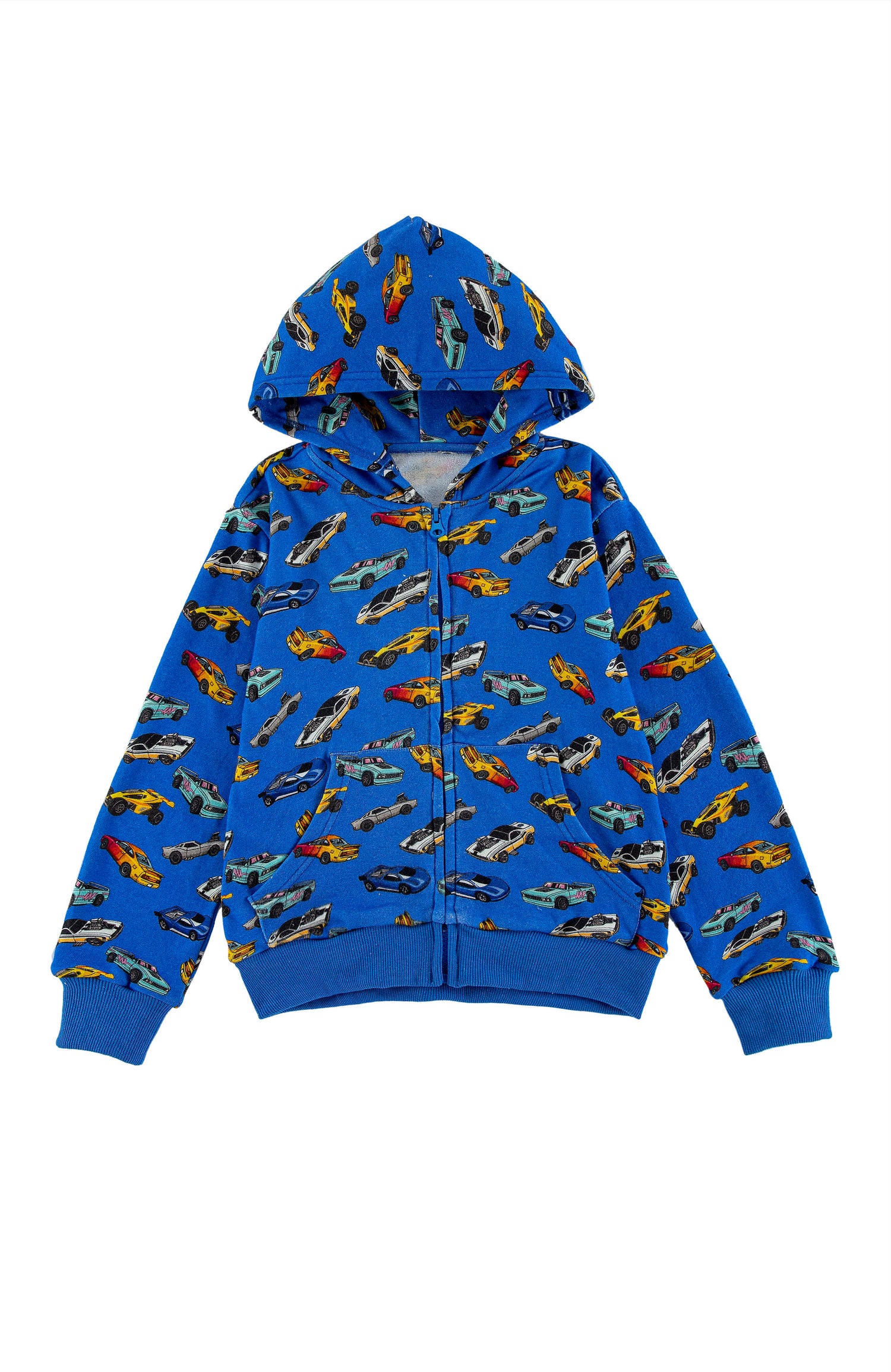Soft Fleece Zip Up Hoodie, Blue Hot Rod