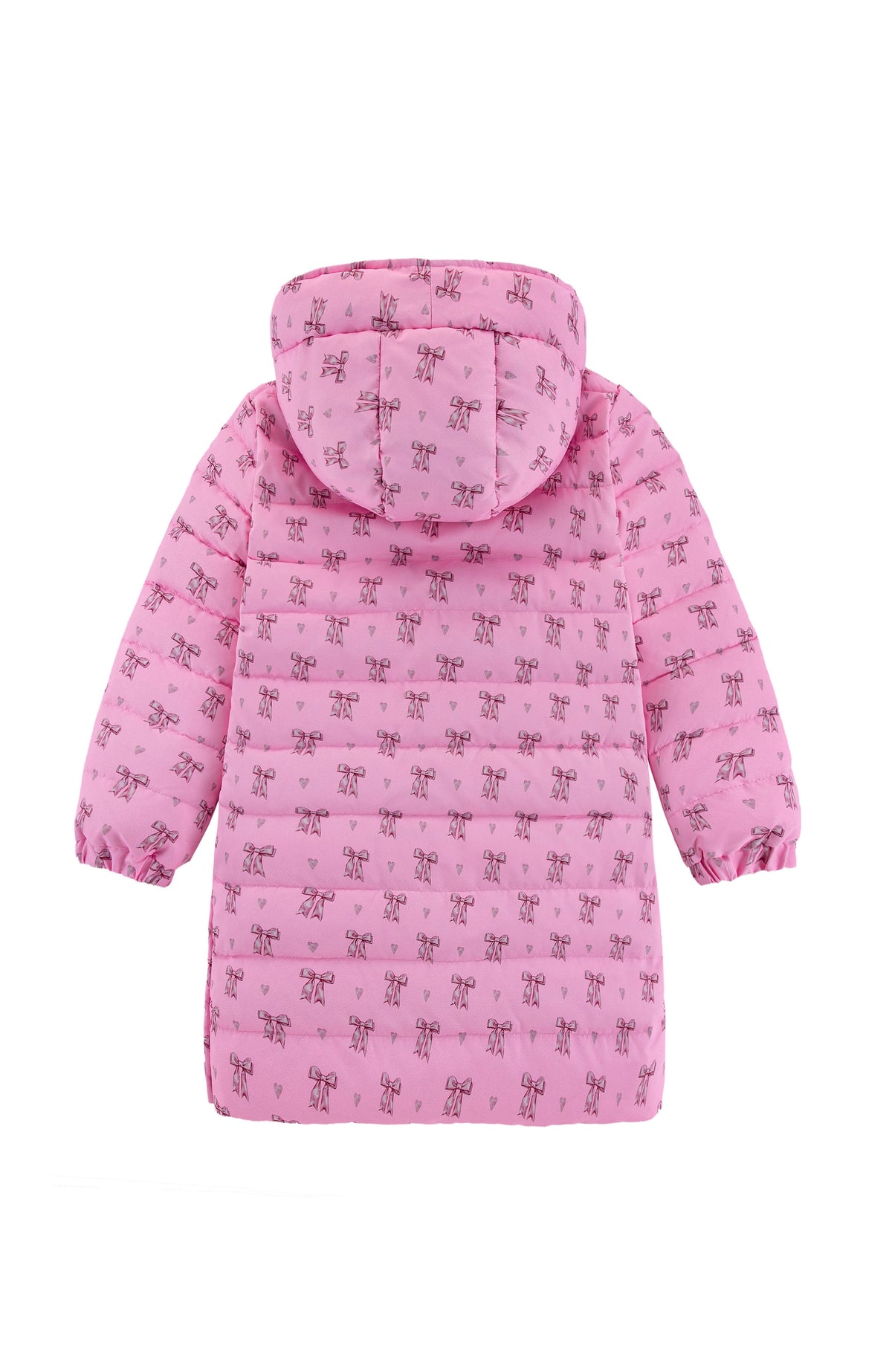 Logan Heavy Weight Down Puffer Coat, Candy Pink Bow