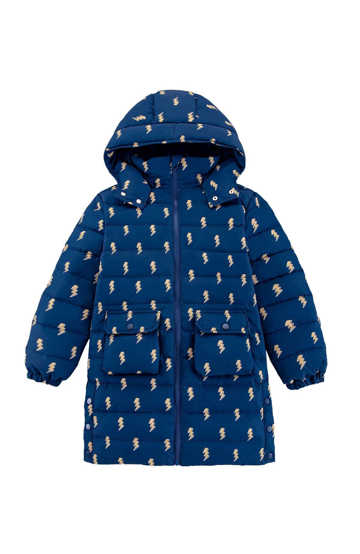 Logan Heavy Weight Down Puffer Coat, Navy Lightning