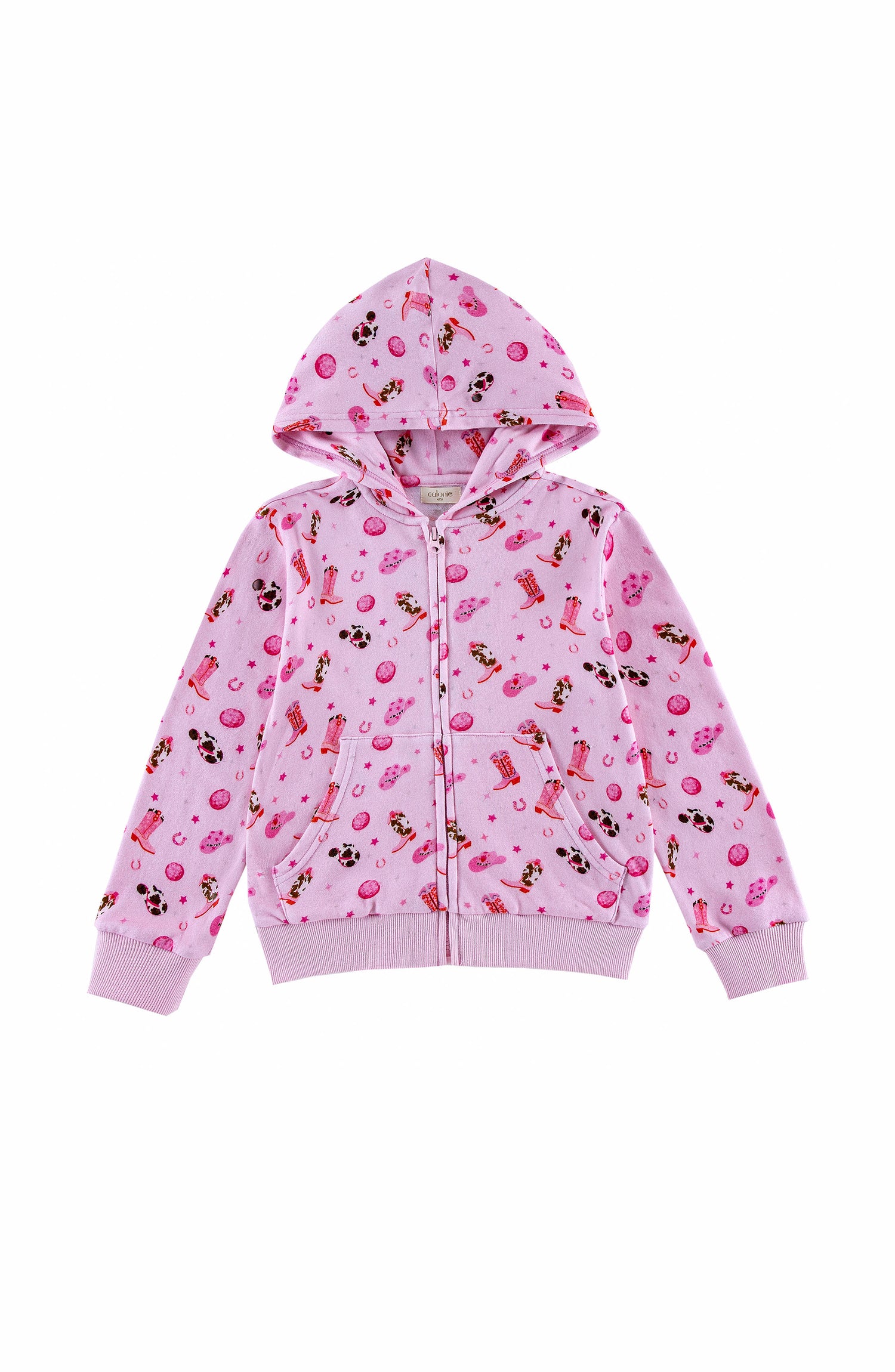 Soft Fleece Zip Up Hoodie, Disco Cowgirl