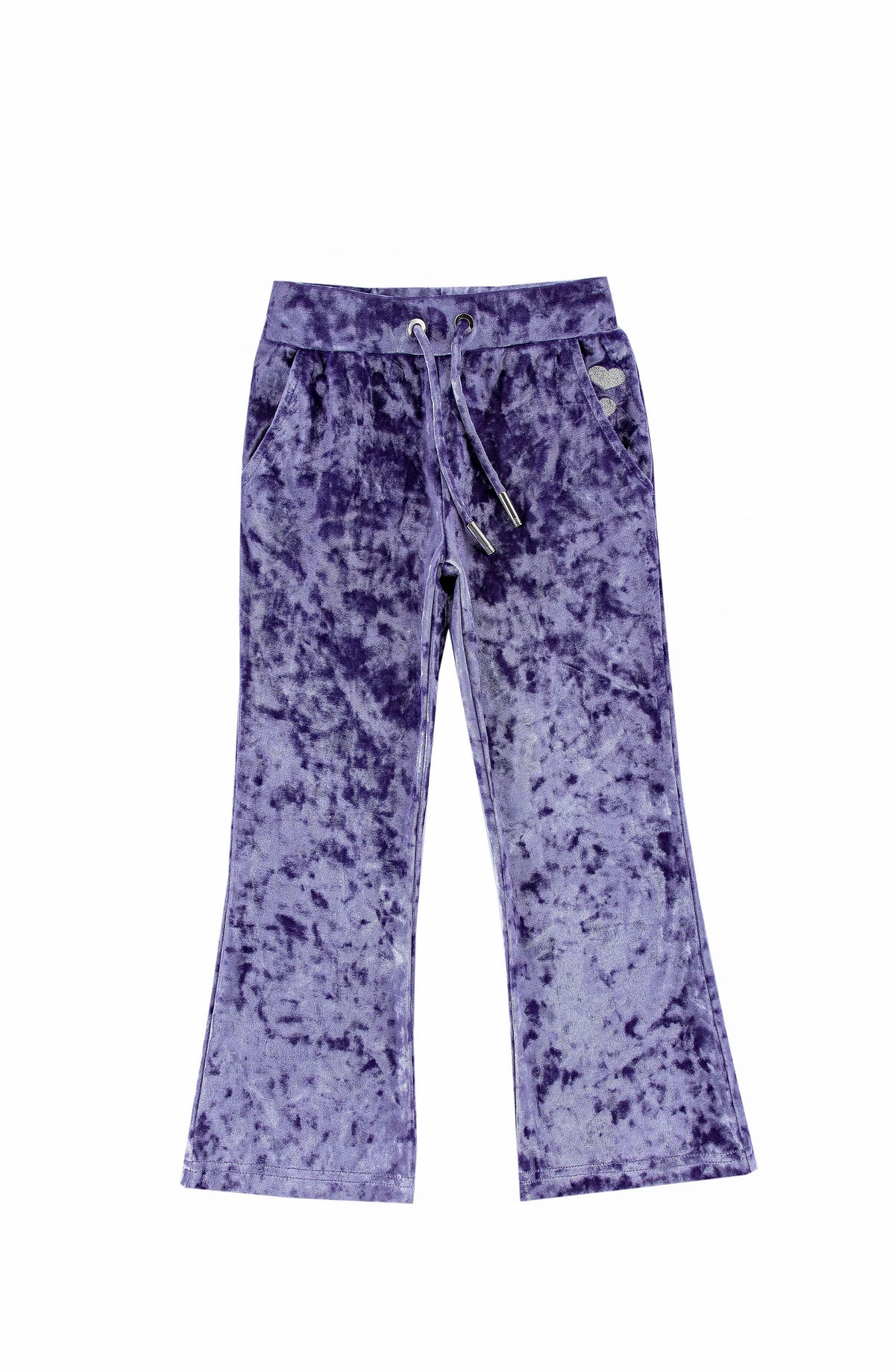 Velvet Yoga Pant with Embroidered Hearts, Purple