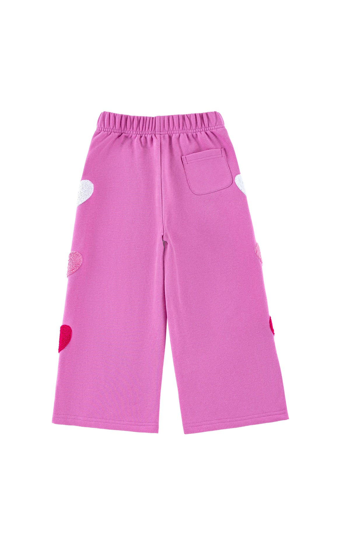 Brushed Fleece Wide Leg Pant with Hearts Patches, Pink