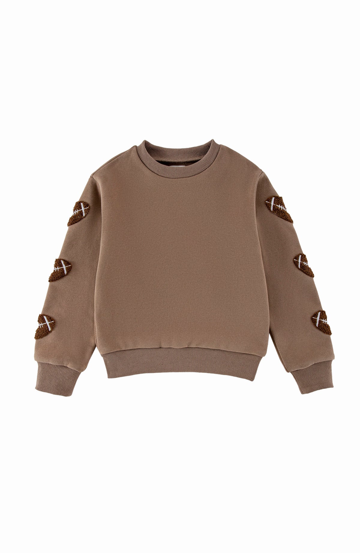 Brushed Fleece Patch Pullover Sweatshirt, Taupe Football