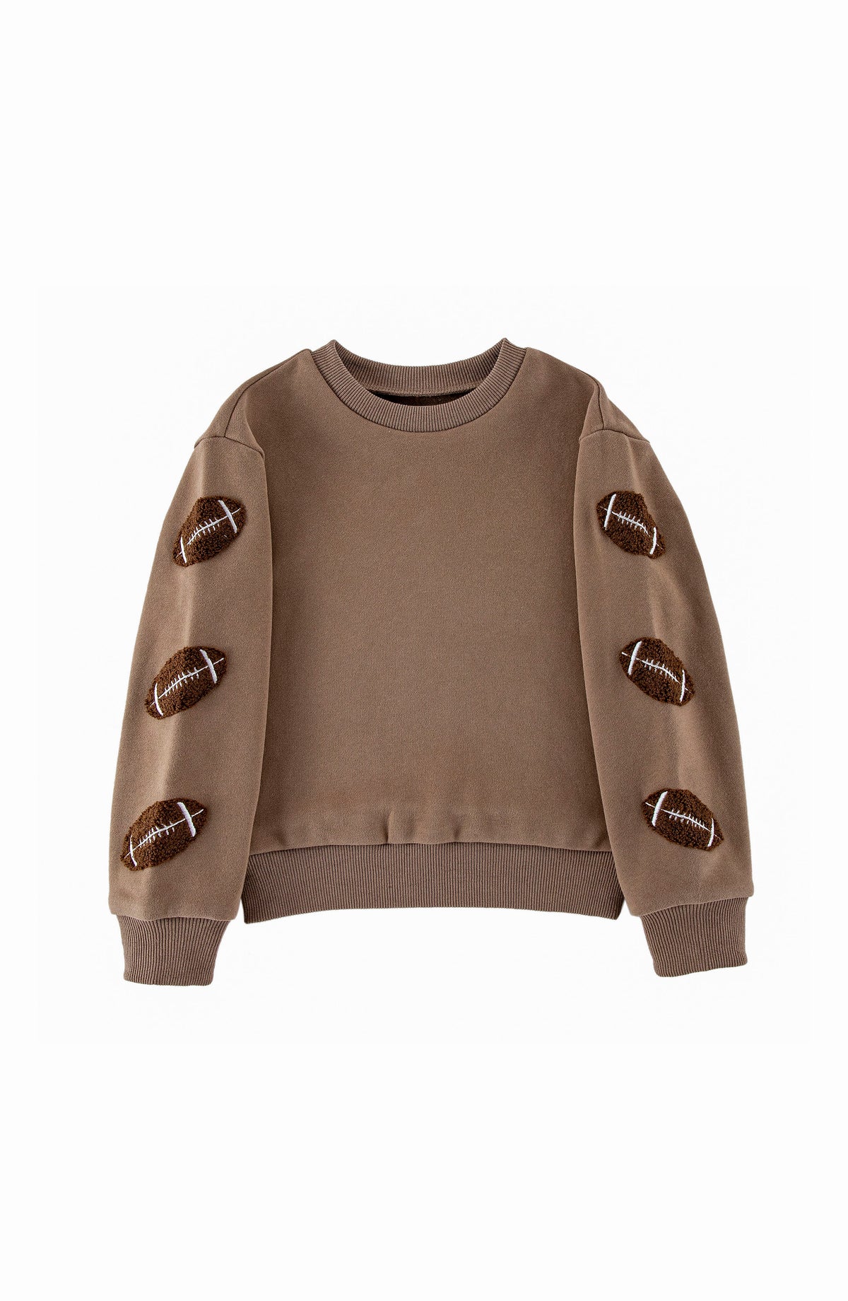 Brushed Fleece Patch Pullover Sweatshirt, Taupe Football