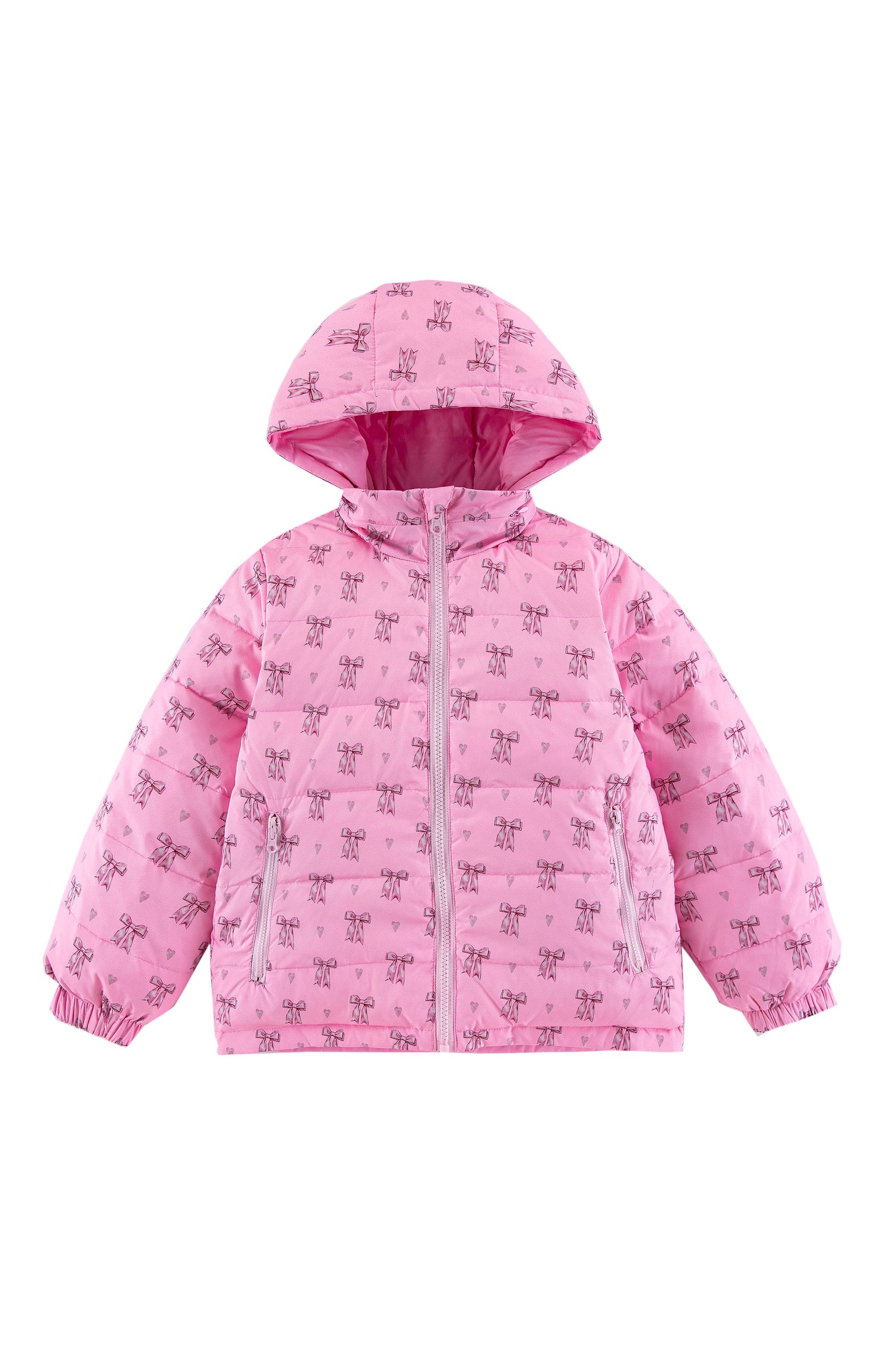Blake Hooded Reversible Lightweight Down Puffer Jacket, Candy Pink Bow
