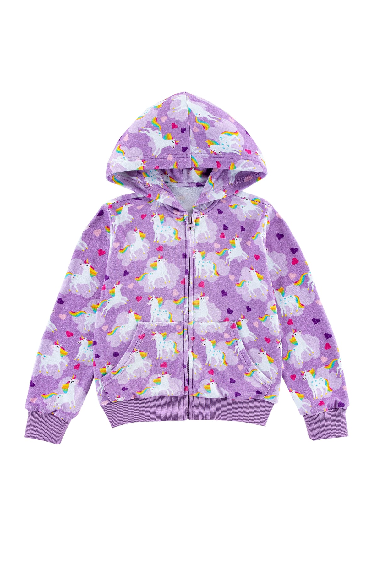 Soft Fleece Zip Up Hoodie, Flying Unicorn