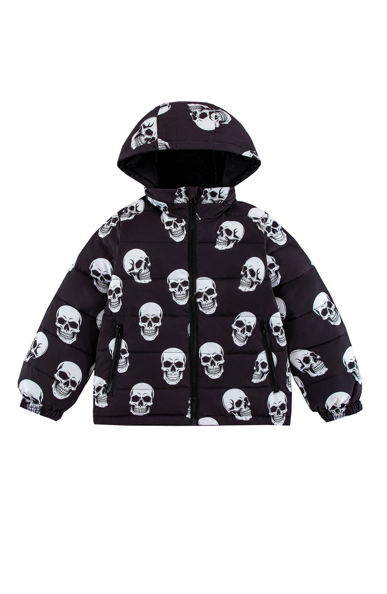 Blake Hooded Reversible Lightweight Down Puffer Jacket, Skulls